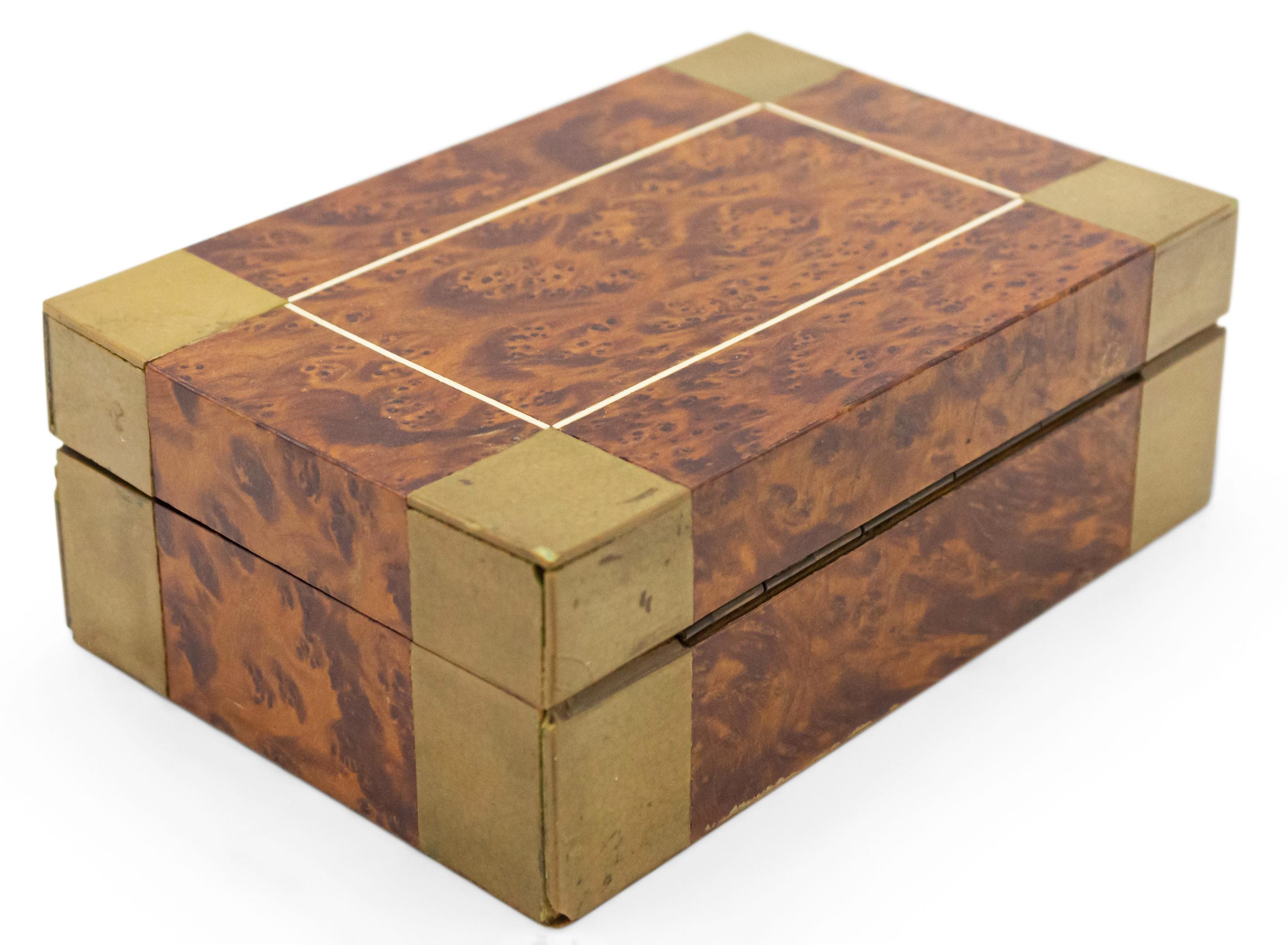 Mid-Century Modern Mid-Century Burl Wood Box For Sale