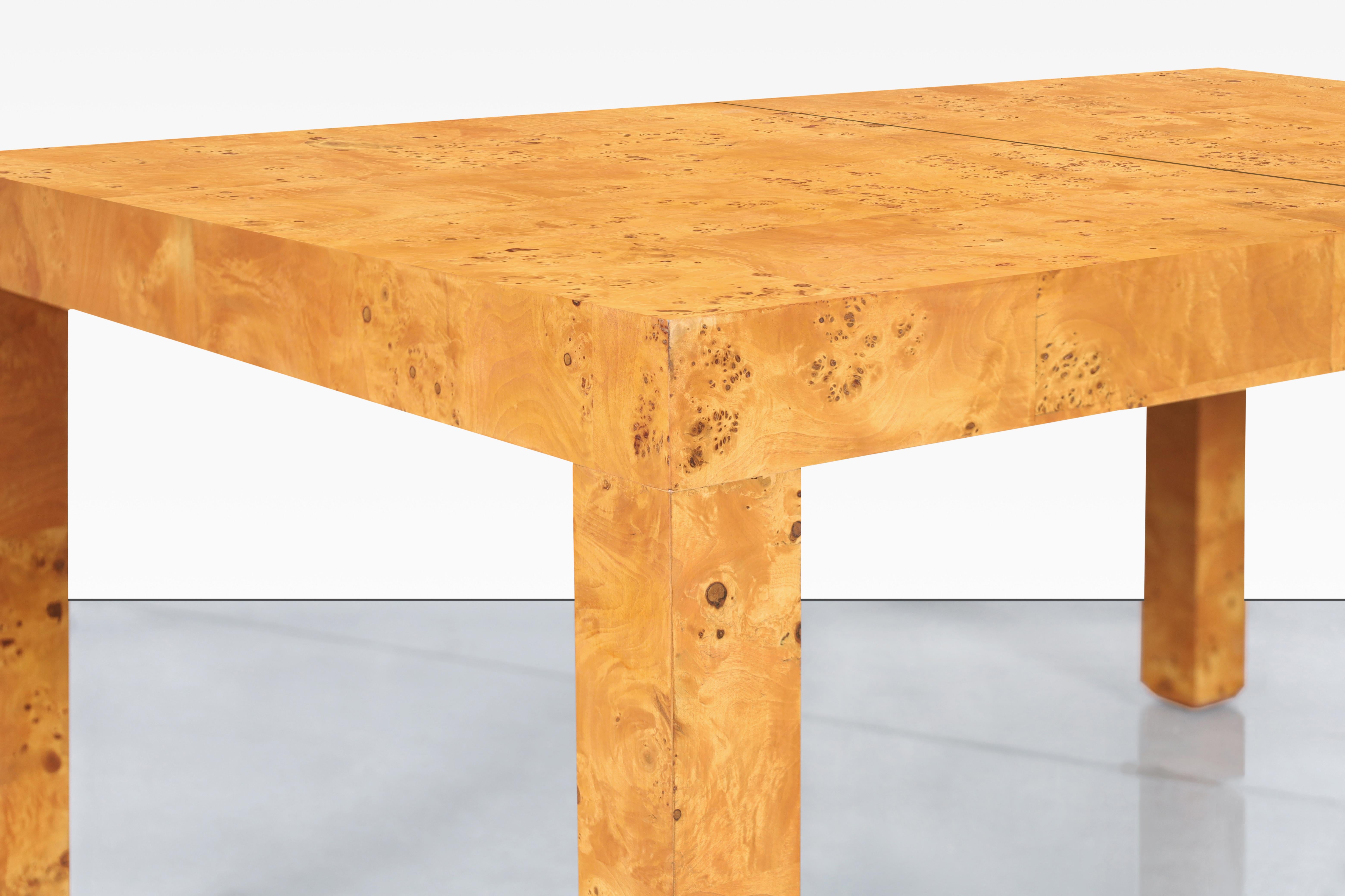 Américain Table de salle à manger en broussin du milieu du siècle dernier de Milo Baughman pour Thayer Coggin en vente