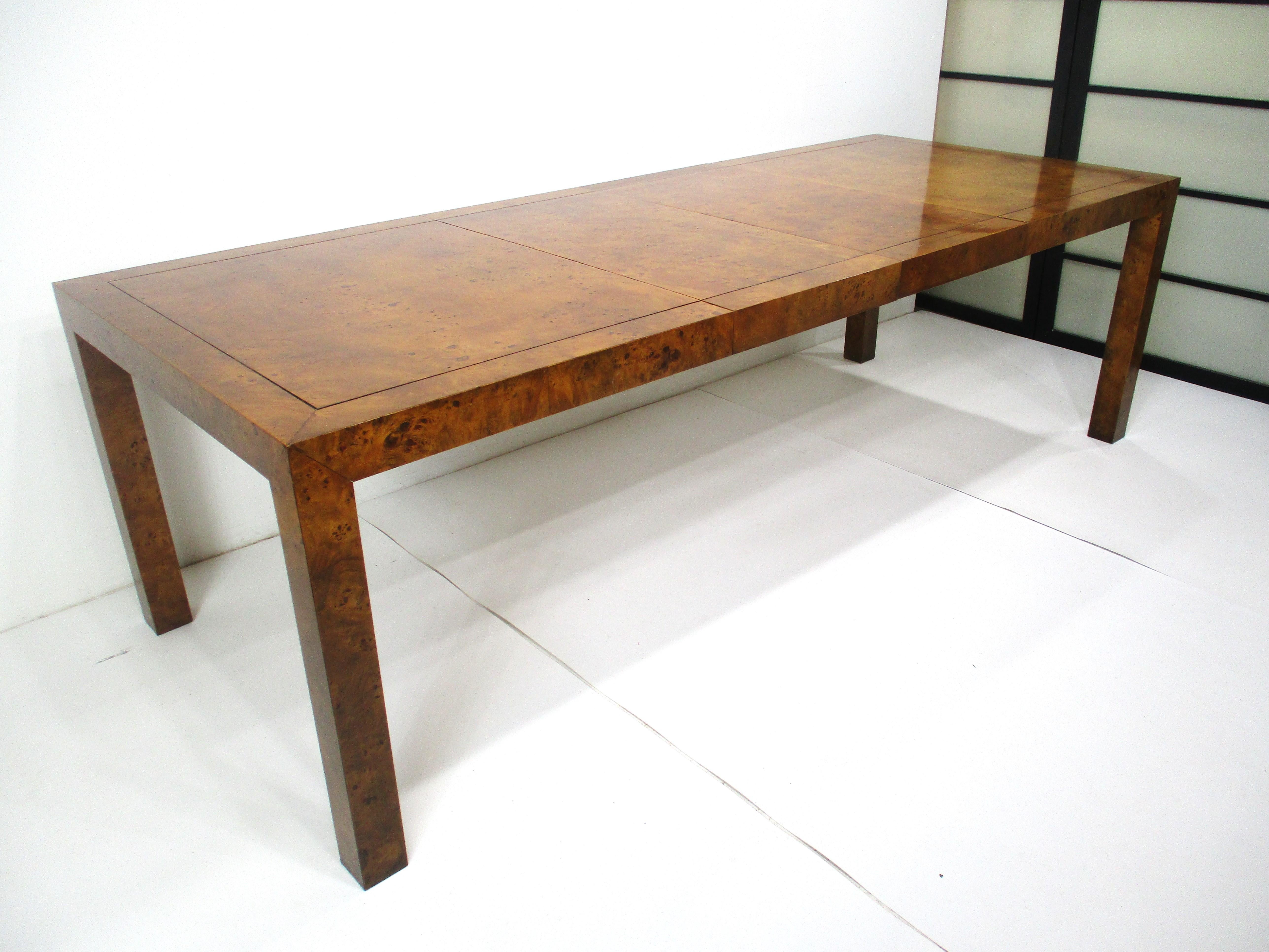 Mid Century Burl Wood Dining Table in the style of Milo Baughman  5