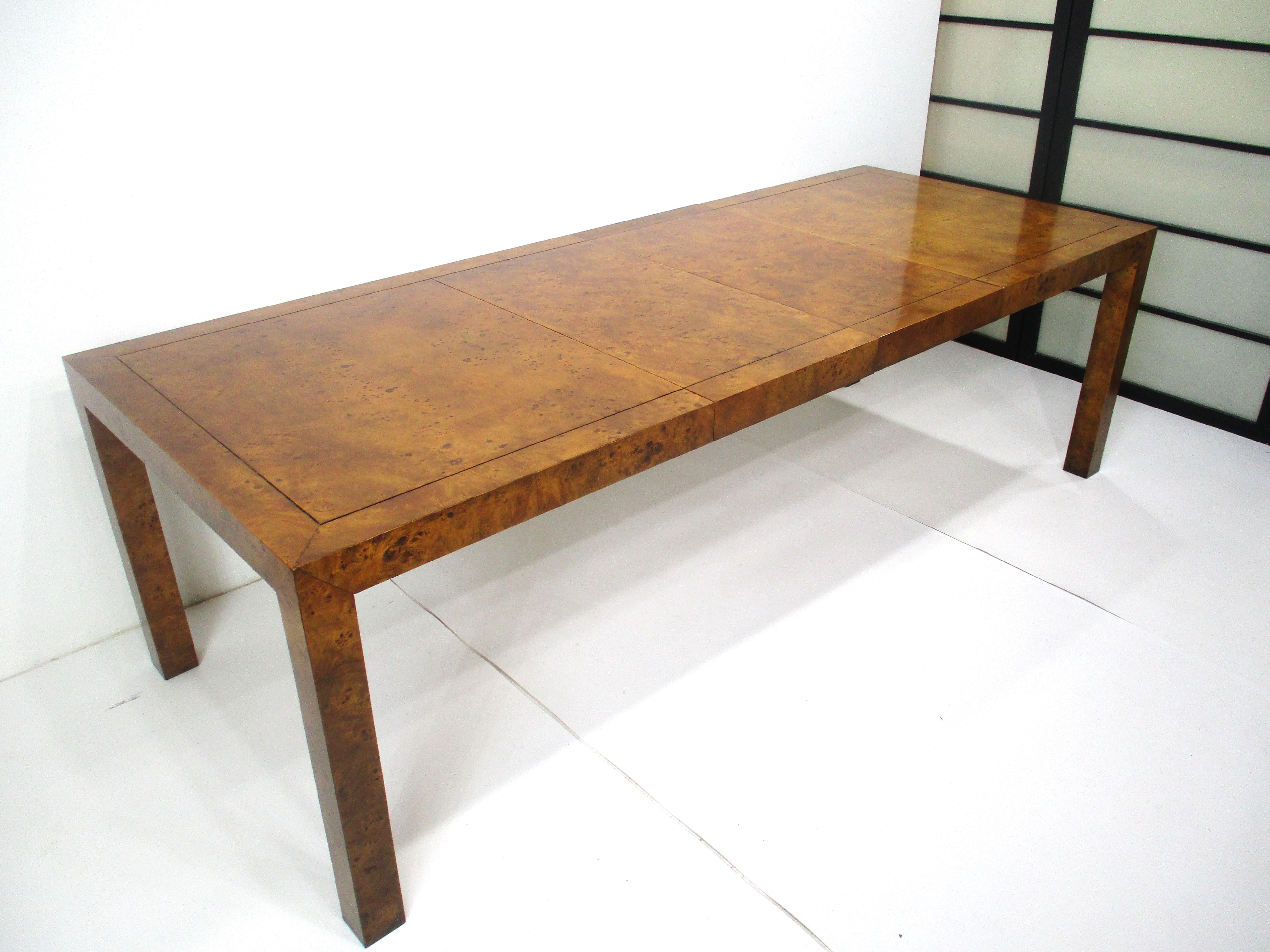 Mid Century Burl Wood Dining Table in the style of Milo Baughman  6
