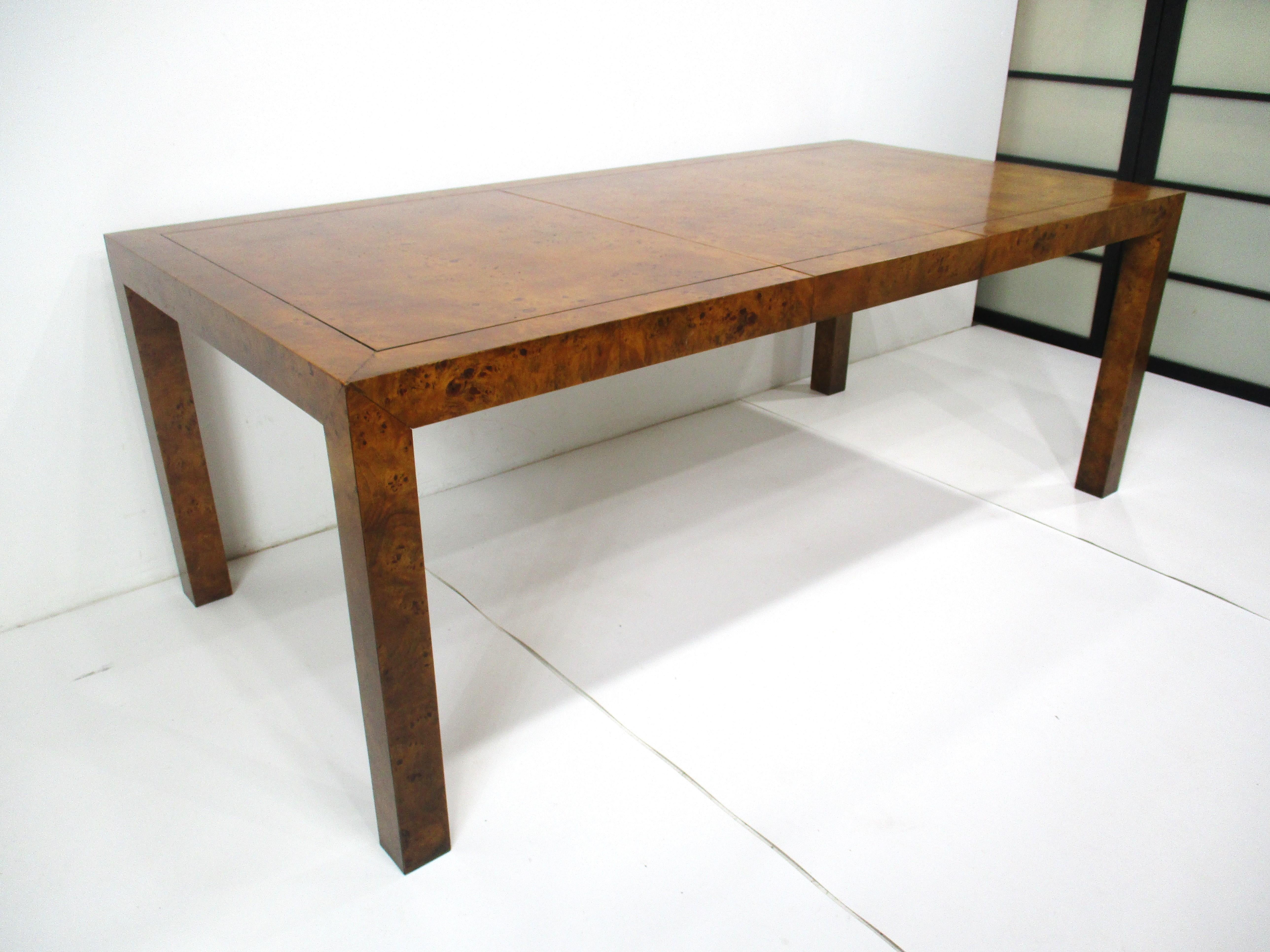 Mid Century Burl Wood Dining Table in the style of Milo Baughman  3