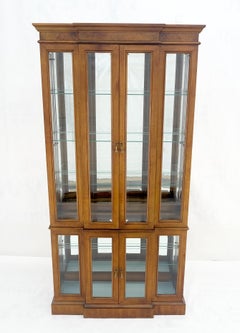 Mid Century Burl Wood Glass 38" Wide 76" Tall Curio Display Cabinet Vitrine MINT