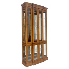 Mid Century Burl Wood Glass 38" Wide 76" Tall Curio Display Cabinet Vitrine MINT