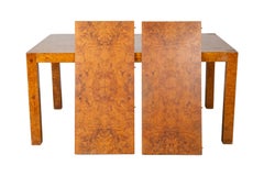 Mid-Century Burl Wood Parsons Dining Table in the Style of Milo Baughman