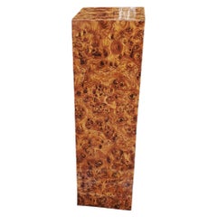 Mid Century Burl Wood Pedestal in the Style of Milo Baughman