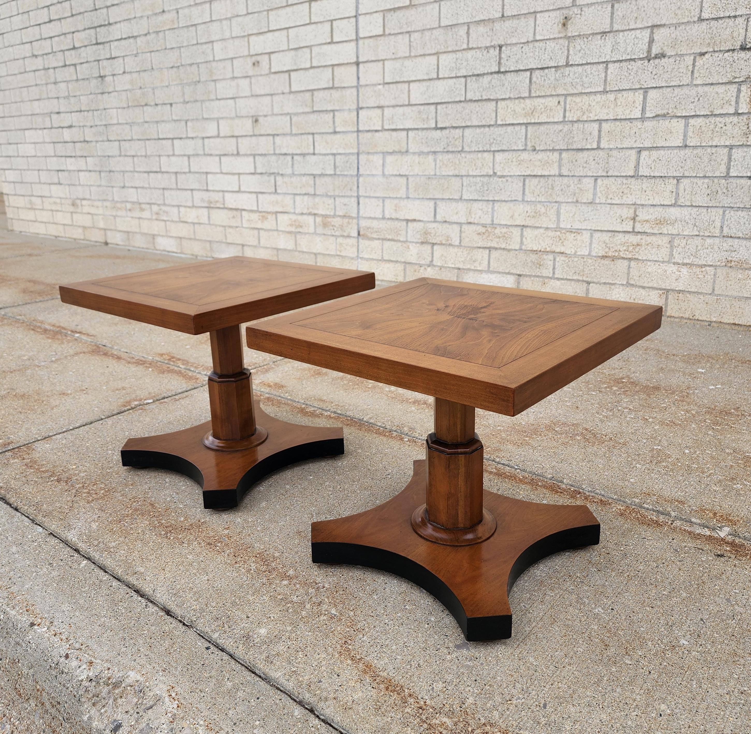 Midcentury Burl Wood Walnut Side Tables by Baker Furniture, a Pair 6