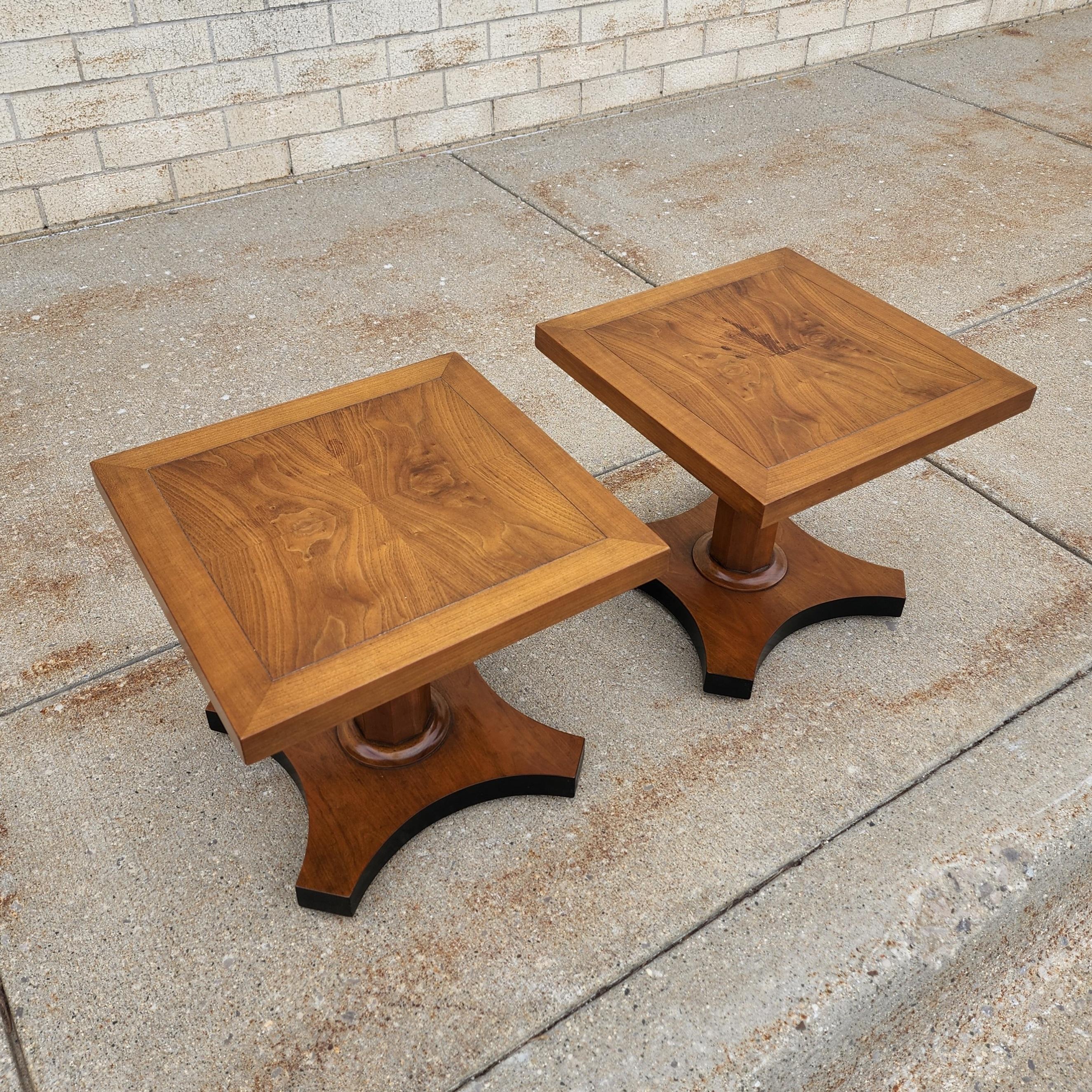 Midcentury Burl Wood Walnut Side Tables by Baker Furniture, a Pair 8