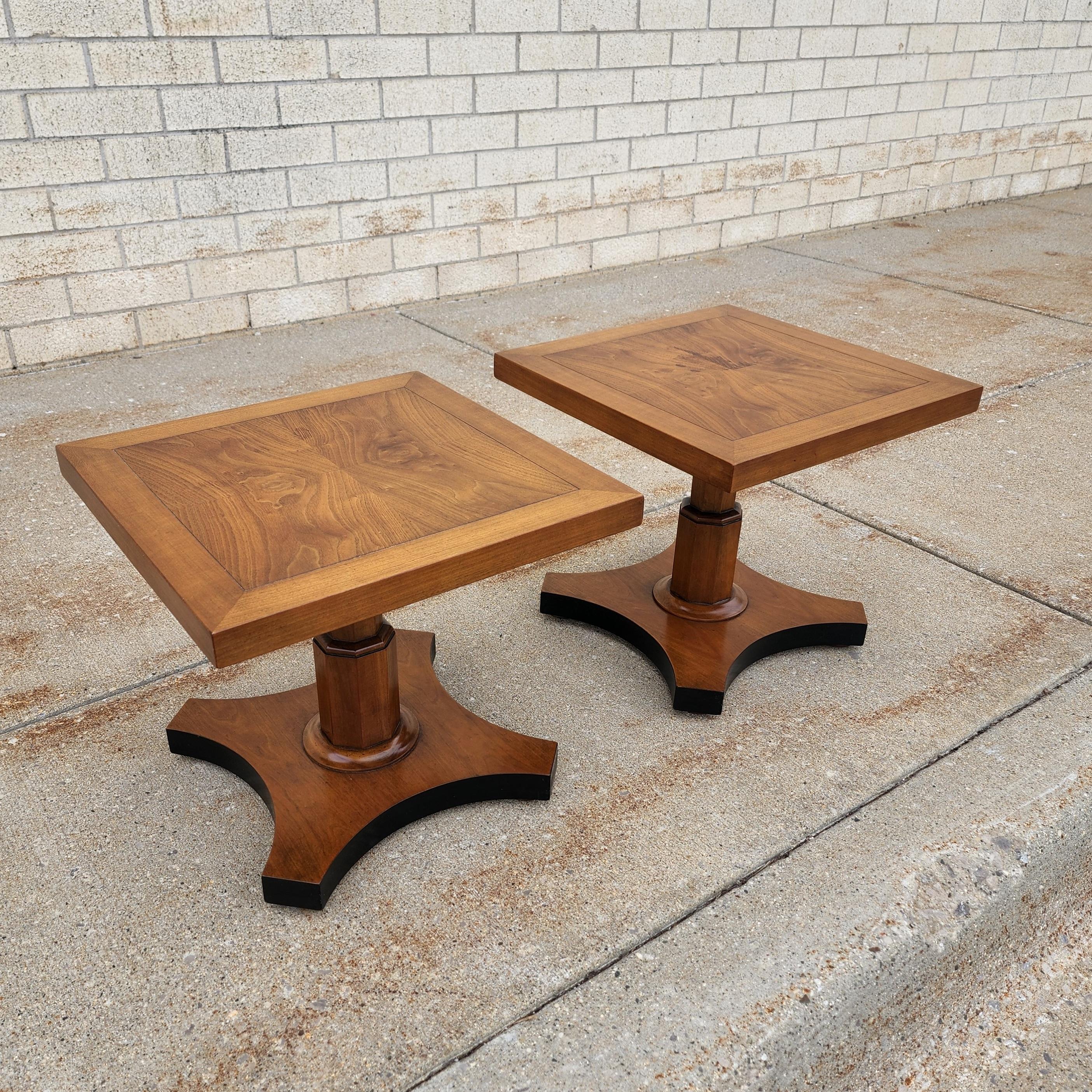 Midcentury Burl Wood Walnut Side Tables by Baker Furniture, a Pair 9