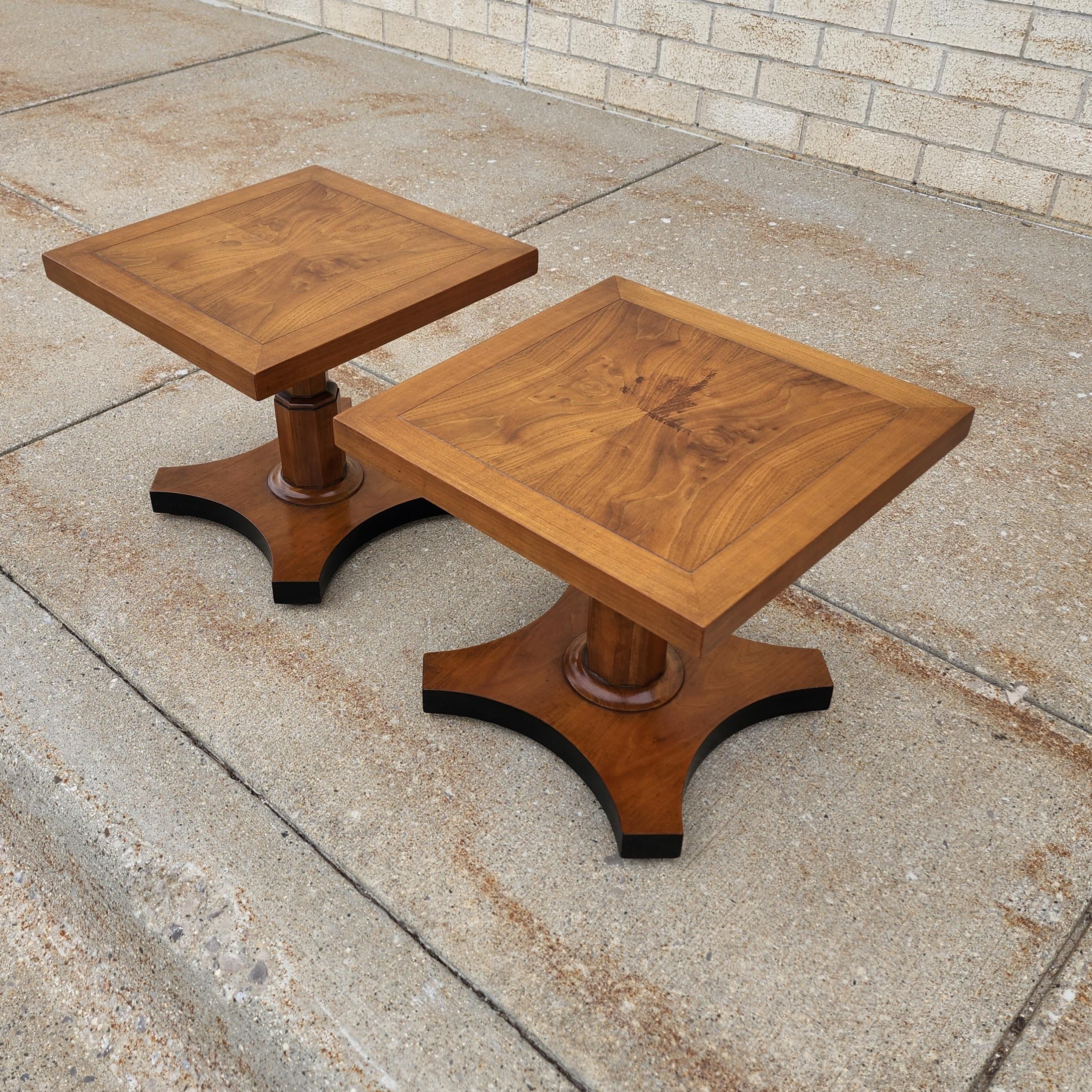 Midcentury Burl Wood Walnut Side Tables by Baker Furniture, a Pair 11