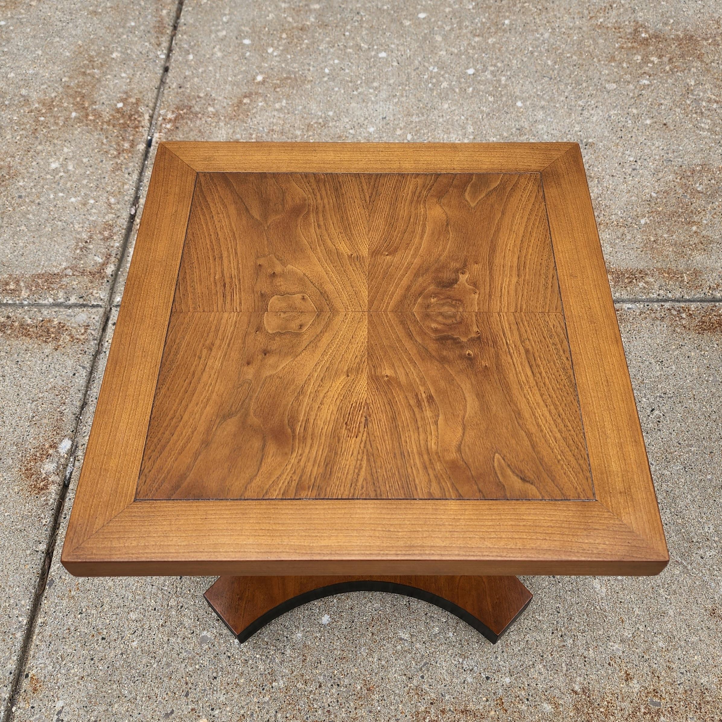 20th Century Midcentury Burl Wood Walnut Side Tables by Baker Furniture, a Pair