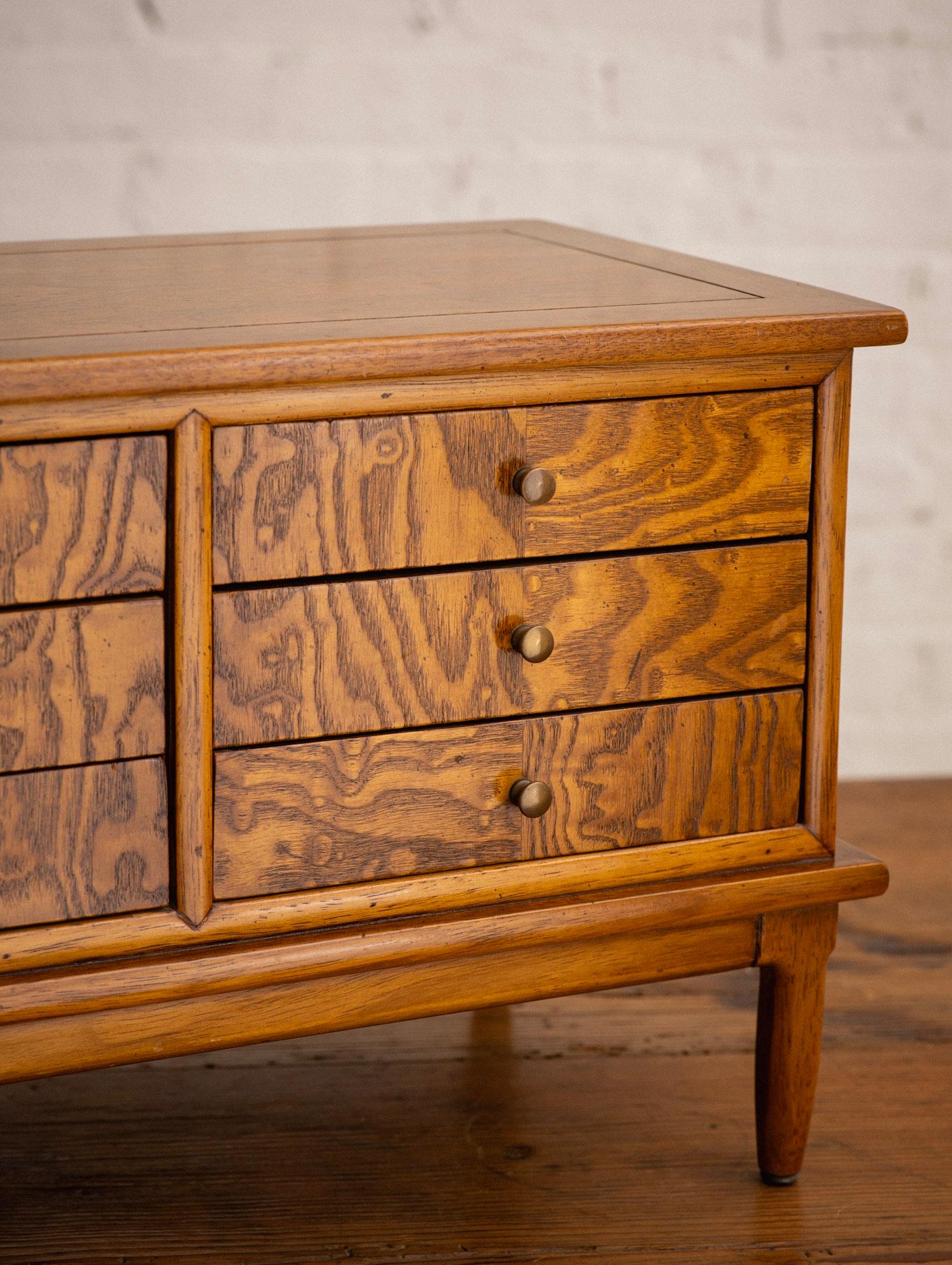 Mid-Century Modern Mid-Century Burled Oak Tomlinson 'Sophisticate' Jewelry Box For Sale