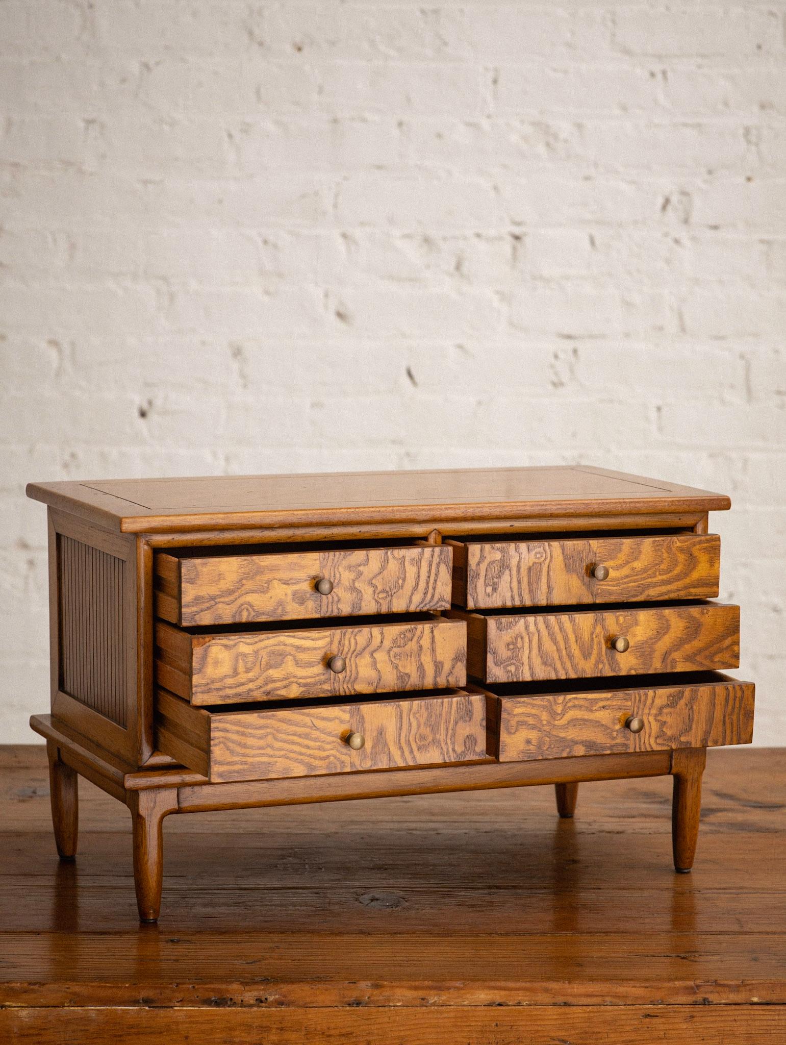 American Mid-Century Burled Oak Tomlinson 'Sophisticate' Jewelry Box For Sale