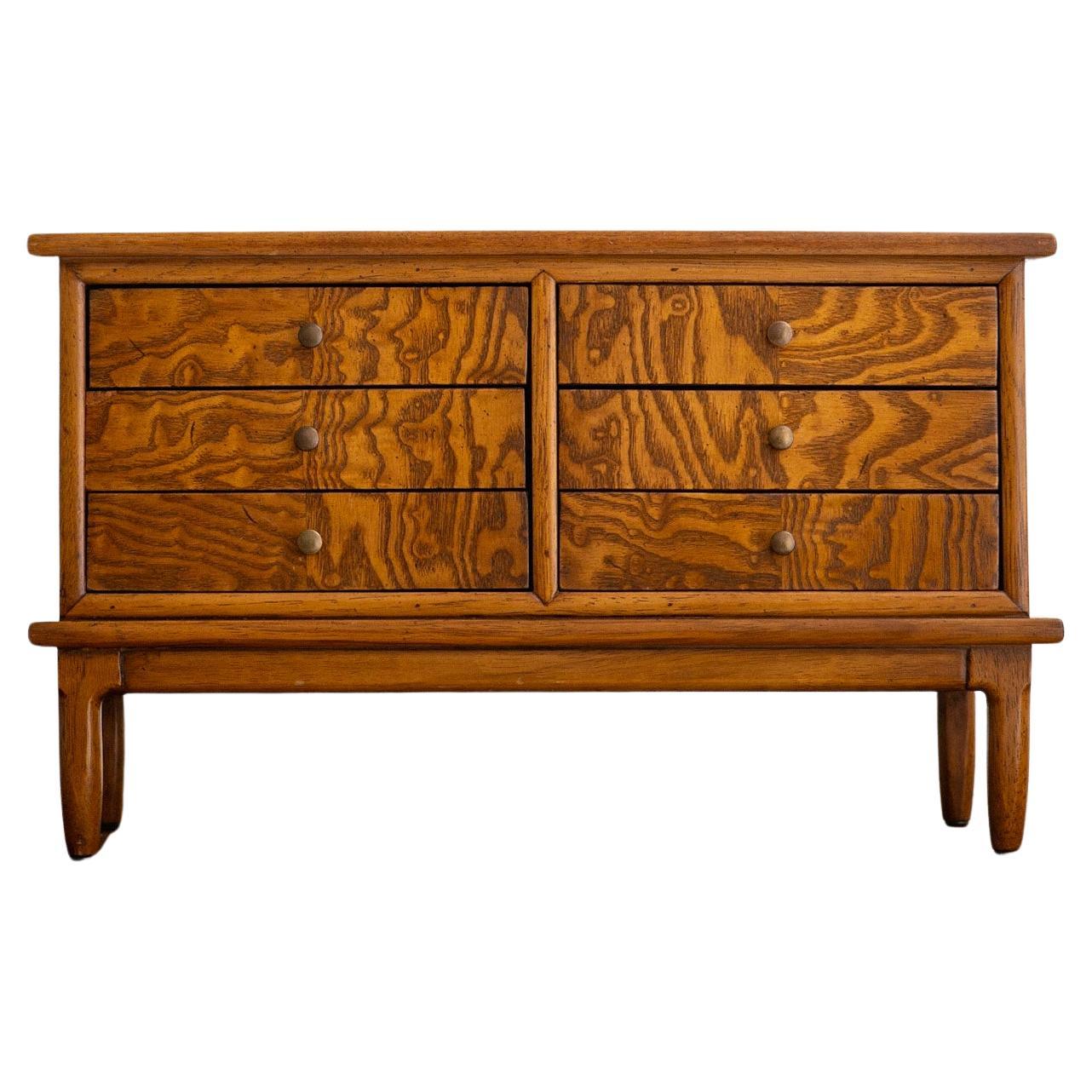 Mid-Century Burled Oak Tomlinson 'Sophisticate' Jewelry Box For Sale