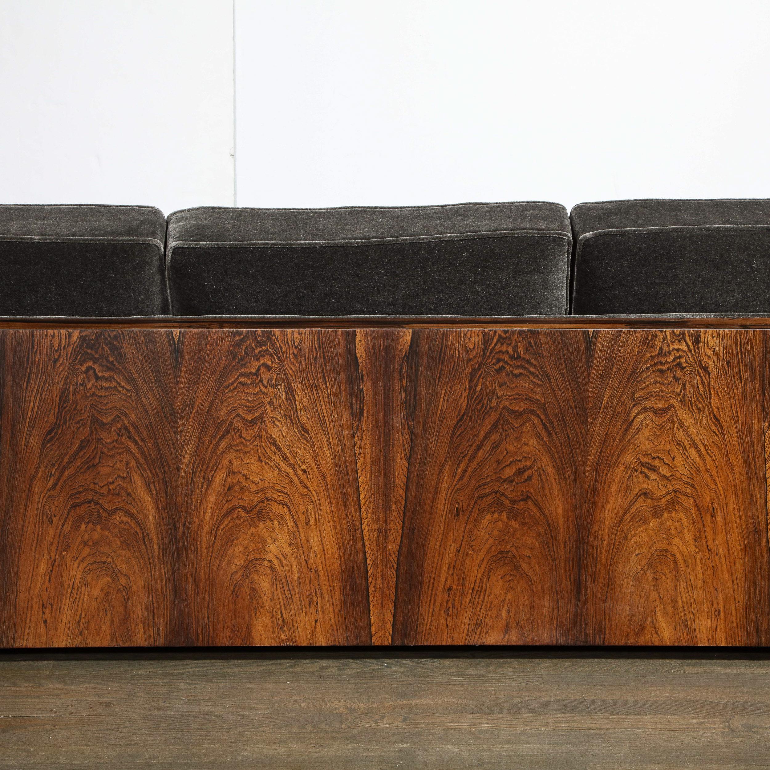 Midcentury Burled Rosewood & Graphite Mohair by Milo Baughman for Thayer Coggin 5