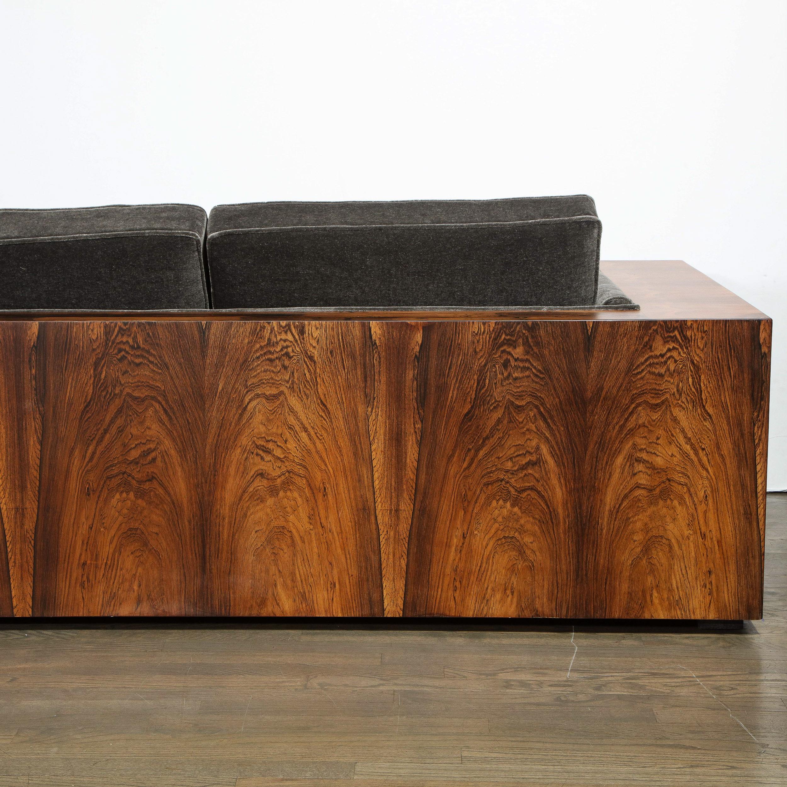 Midcentury Burled Rosewood & Graphite Mohair by Milo Baughman for Thayer Coggin 6