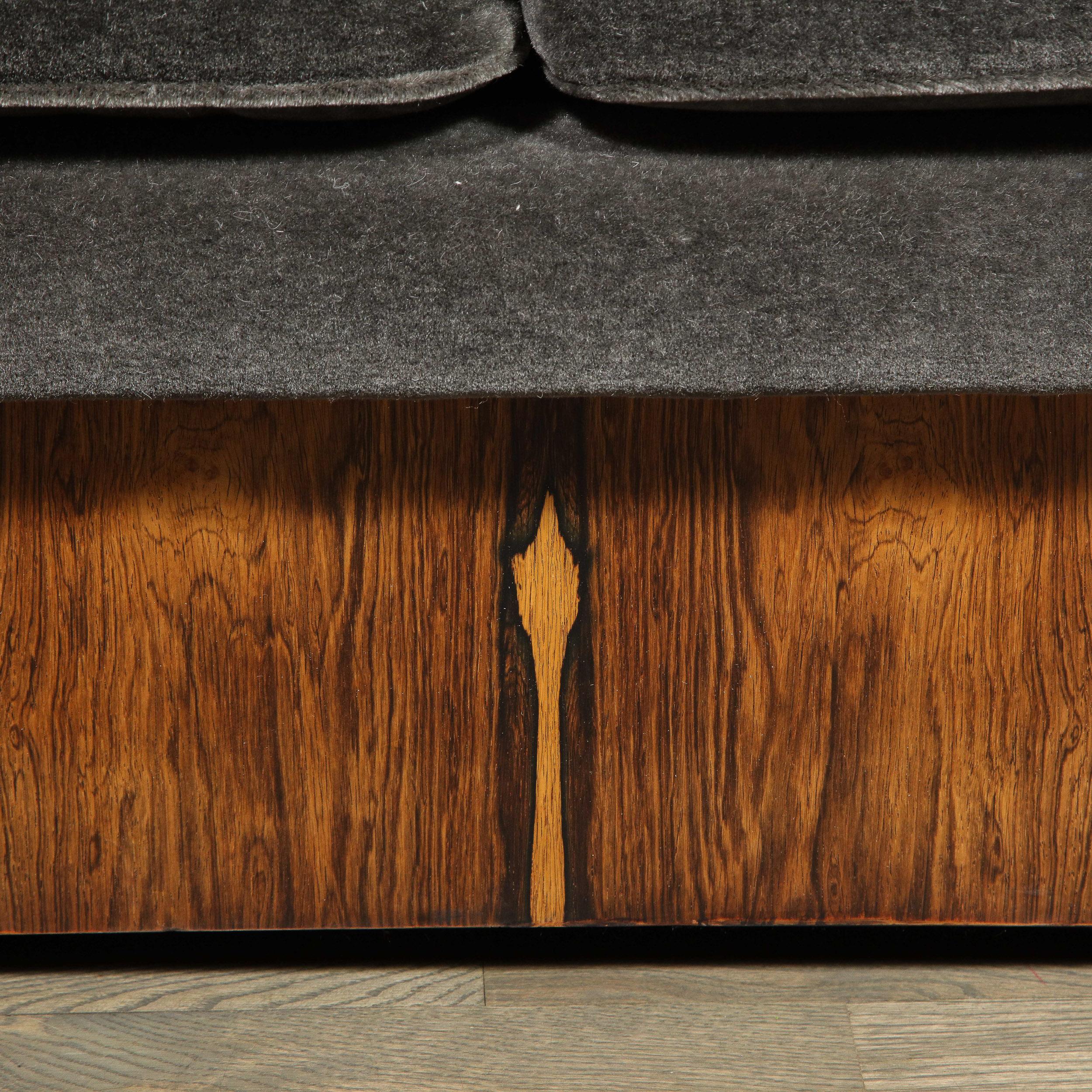 Midcentury Burled Rosewood & Graphite Mohair by Milo Baughman for Thayer Coggin In Excellent Condition In New York, NY