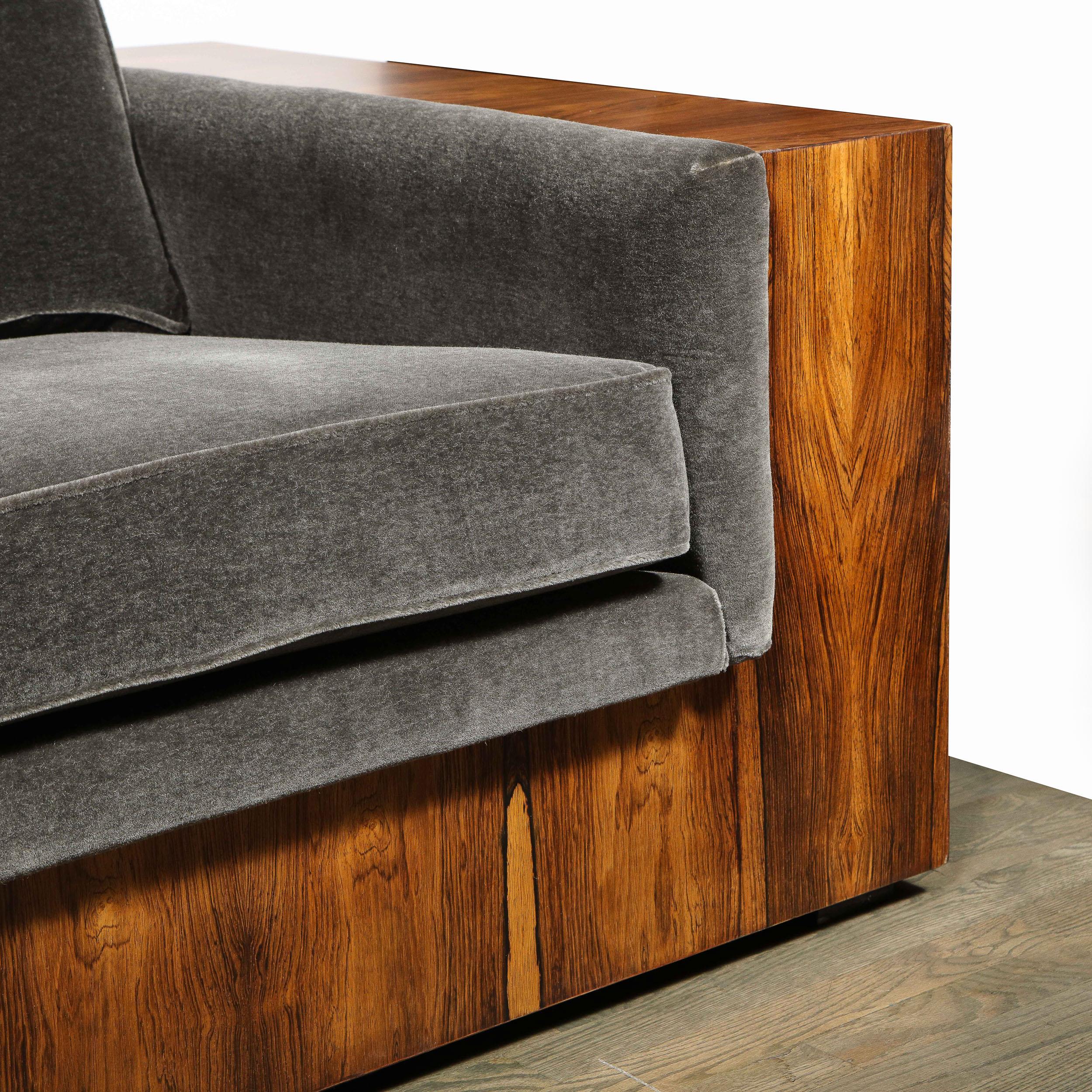 Late 20th Century Midcentury Burled Rosewood & Graphite Mohair by Milo Baughman for Thayer Coggin