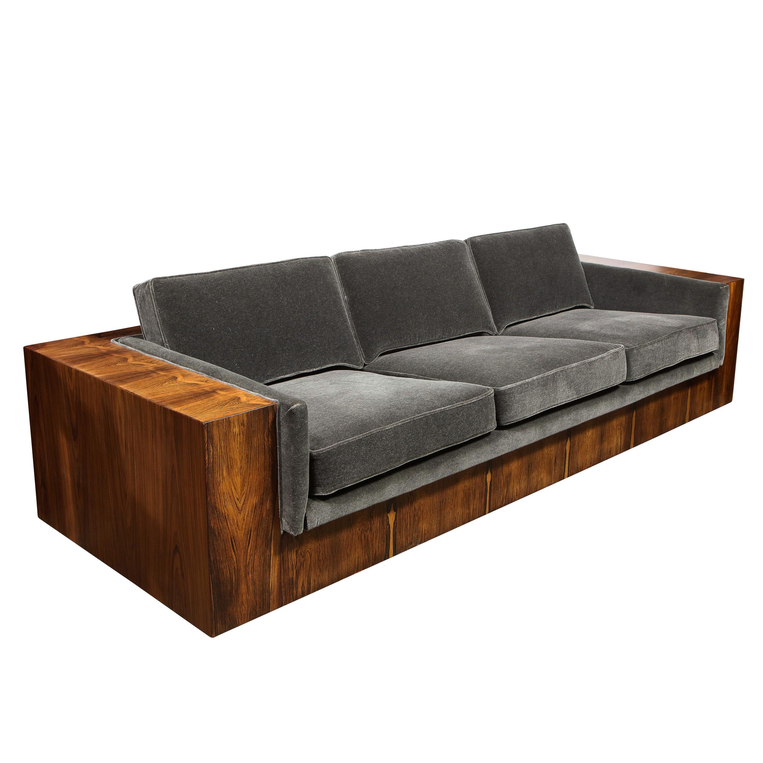 Midcentury Burled Rosewood & Graphite Mohair by Milo Baughman for Thayer Coggin 1