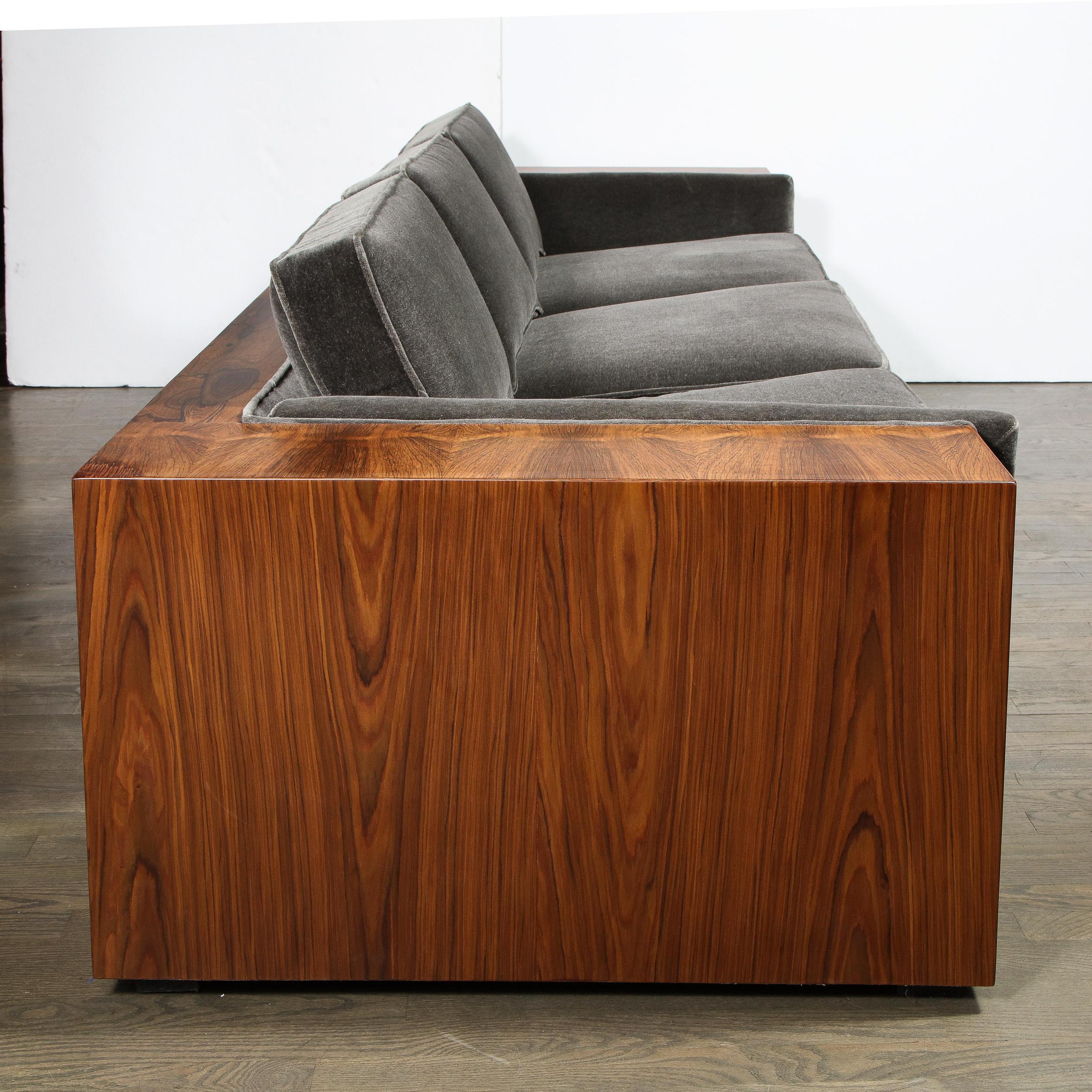 Midcentury Burled Rosewood & Graphite Mohair by Milo Baughman for Thayer Coggin 2