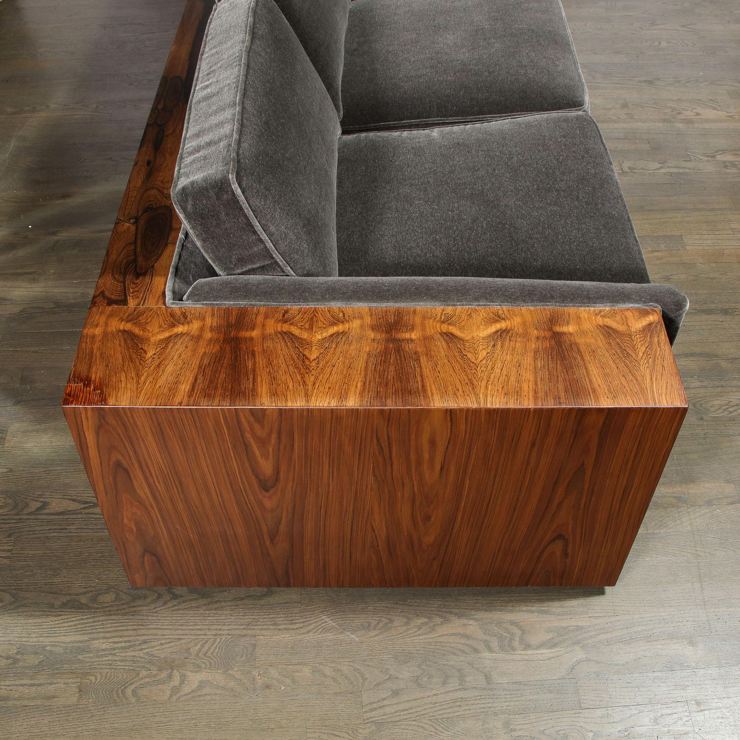 Midcentury Burled Rosewood & Graphite Mohair by Milo Baughman for Thayer Coggin 3
