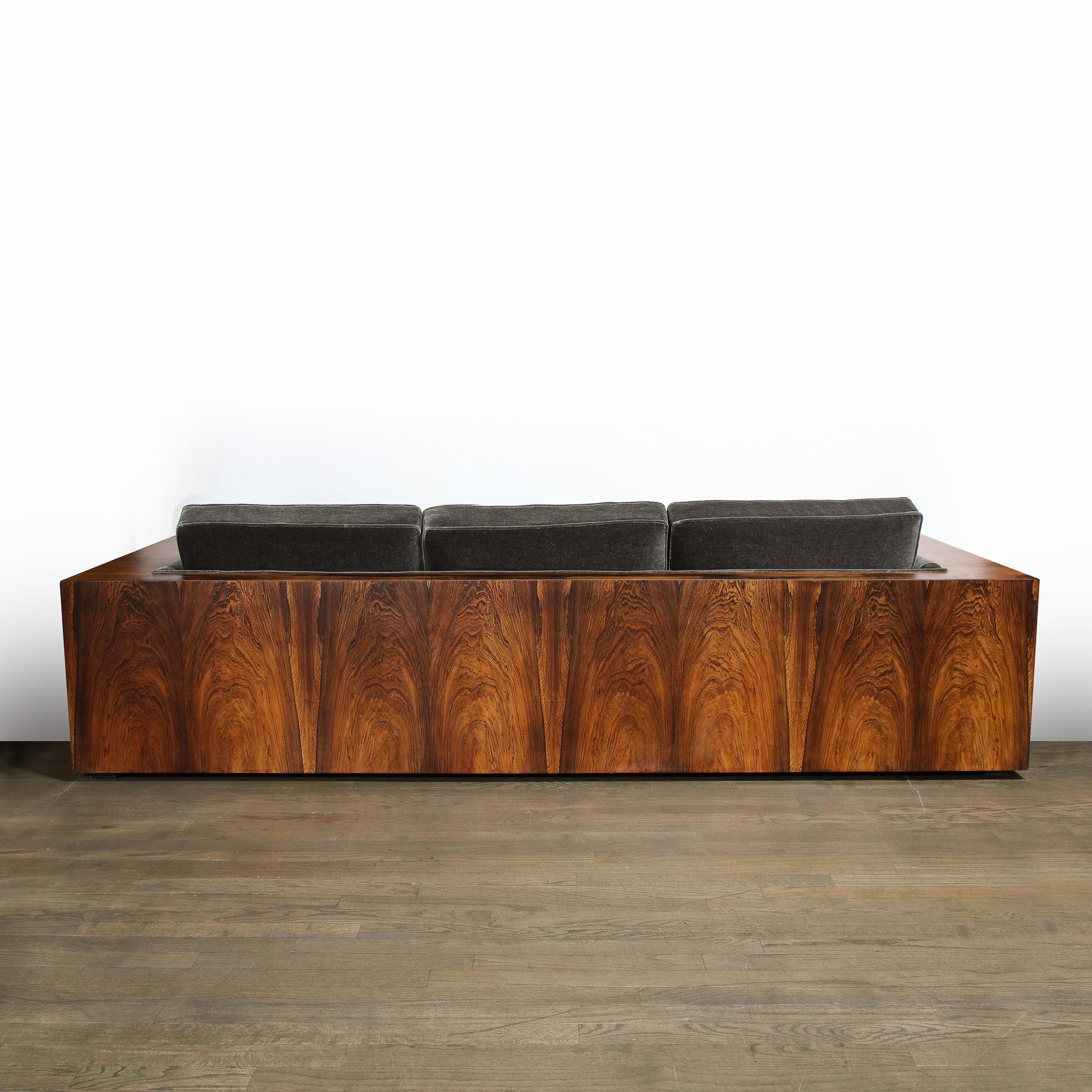 Midcentury Burled Rosewood & Graphite Mohair by Milo Baughman for Thayer Coggin 4