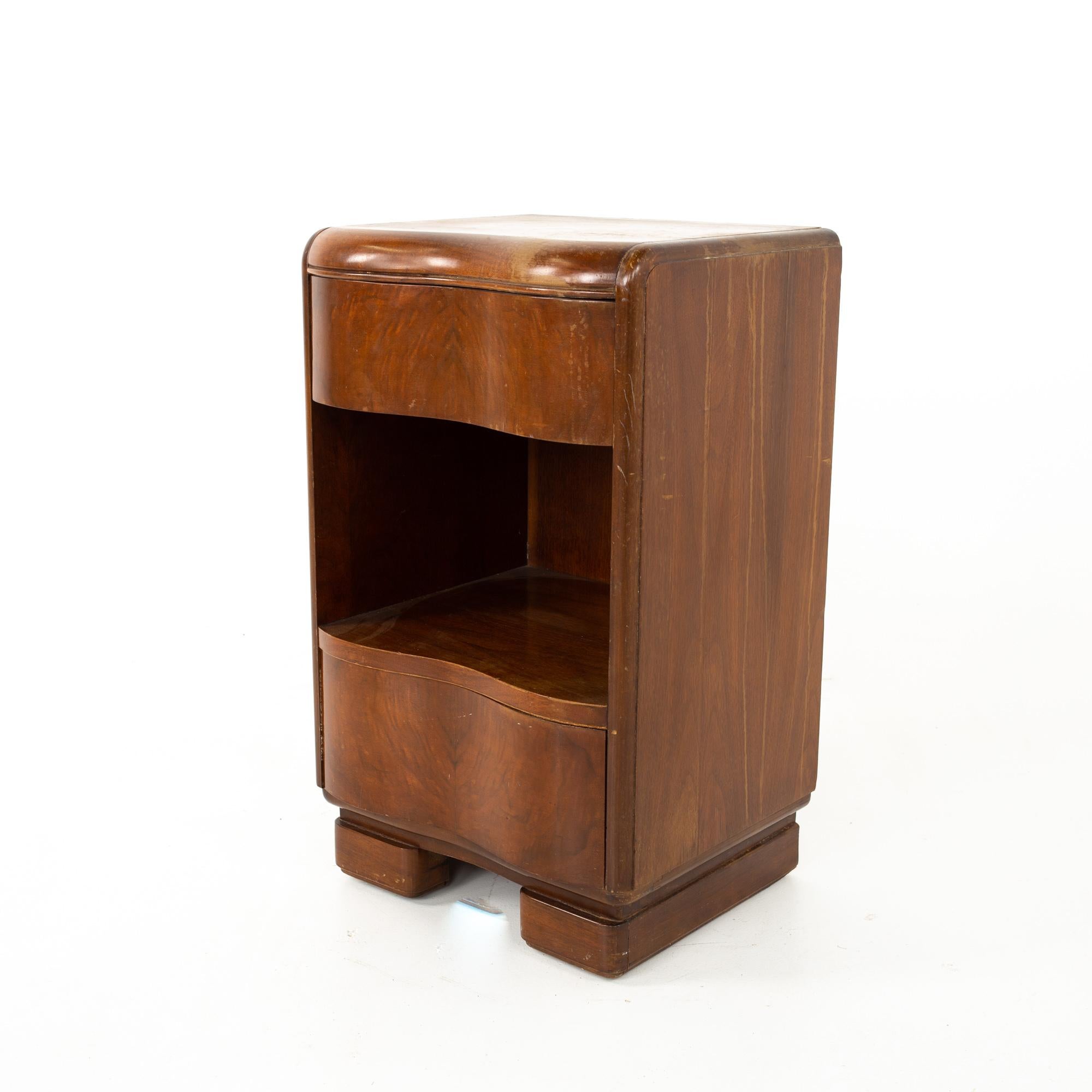 Mid Century Burlwood 2Drawer Nightstand at 1stDibs