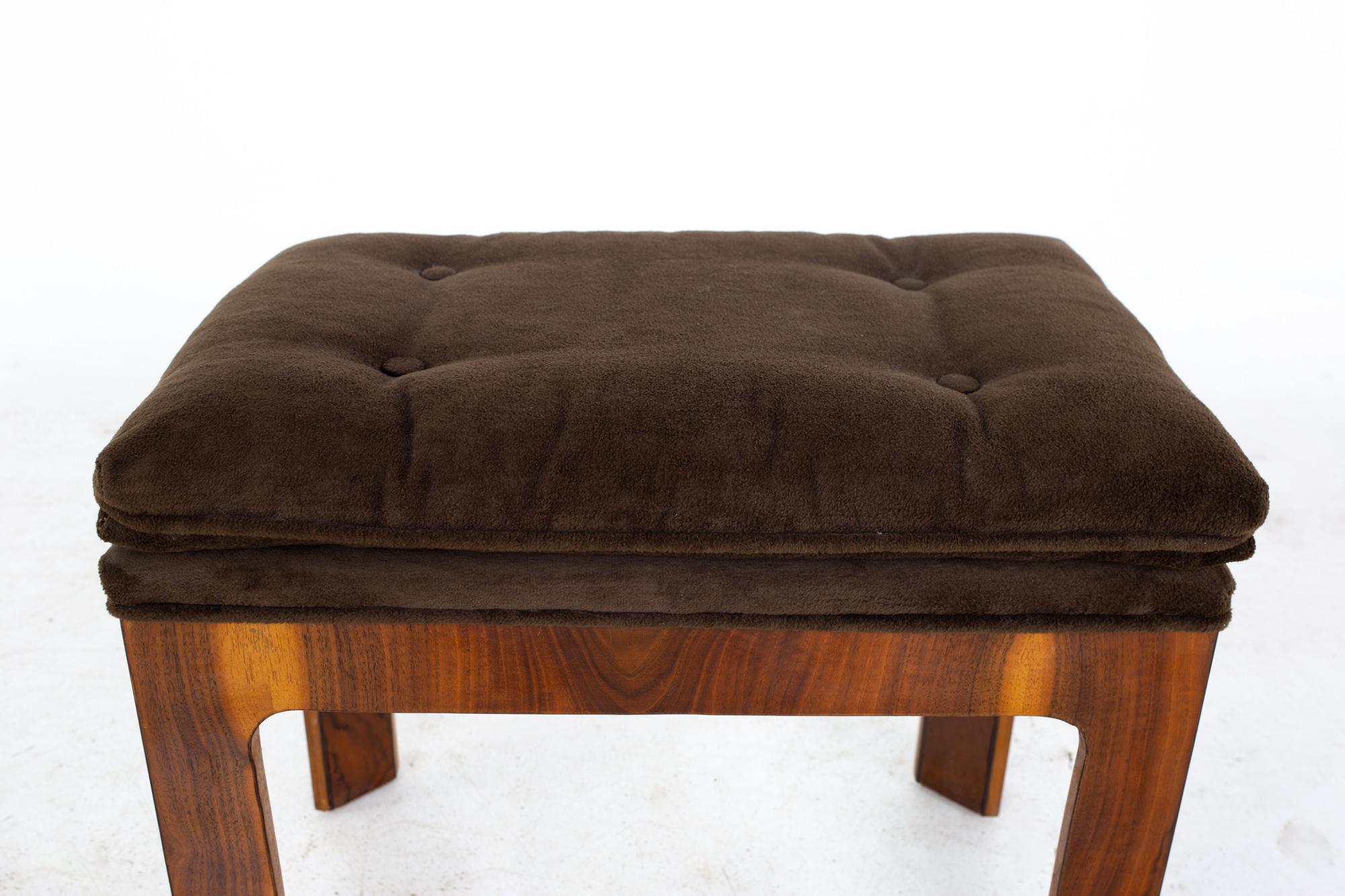 Mid Century Burlwood Bench Stool Ottomans, a Pair 5