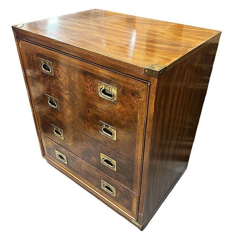 Mid Century Wurzelholz & Messing Campaigner Barschrank von Hickory im Zustand „Hervorragend“ in Van Nuys, CA