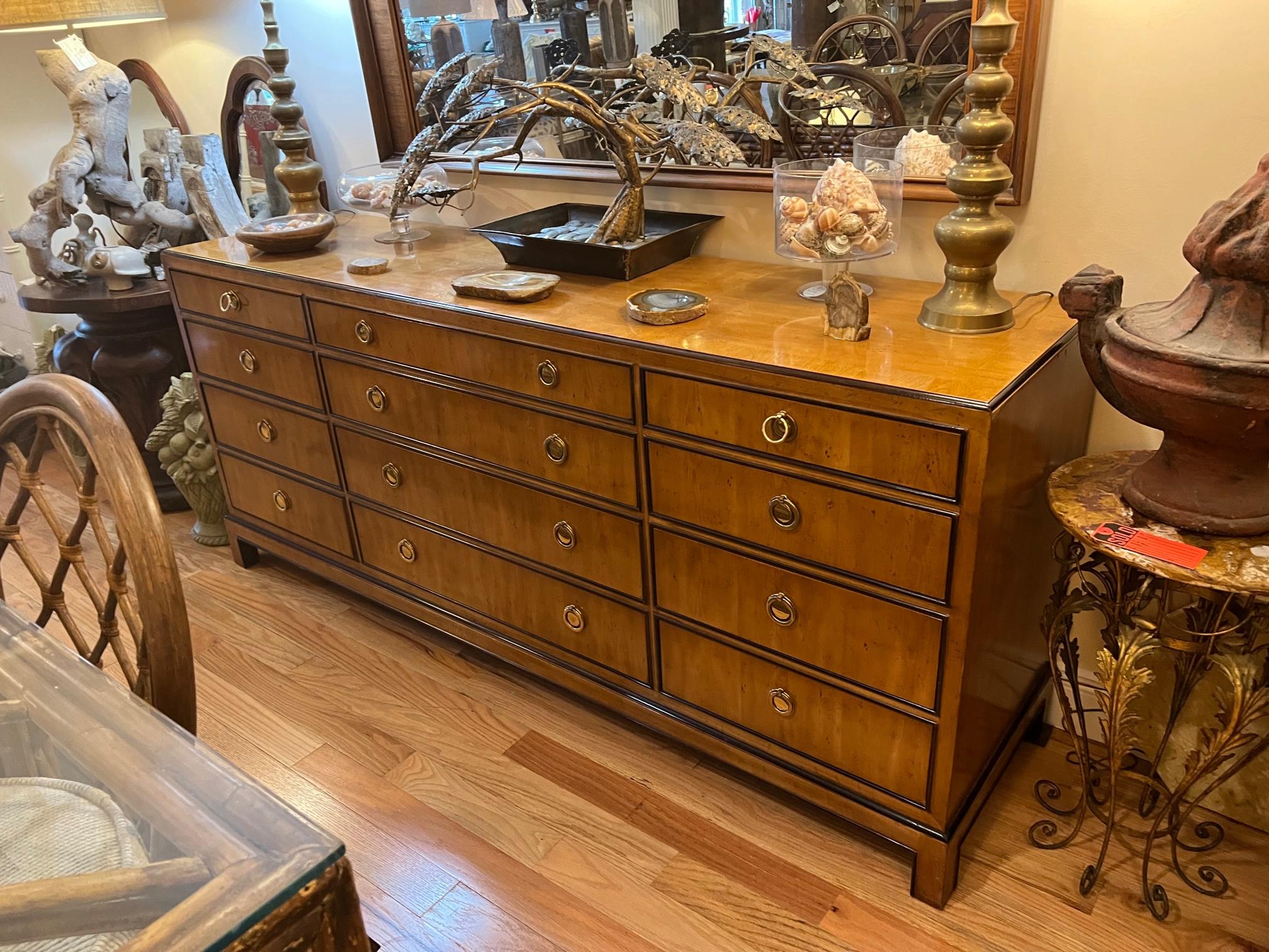 Mid Century Burlwood Drexel Heritage Dresser 12