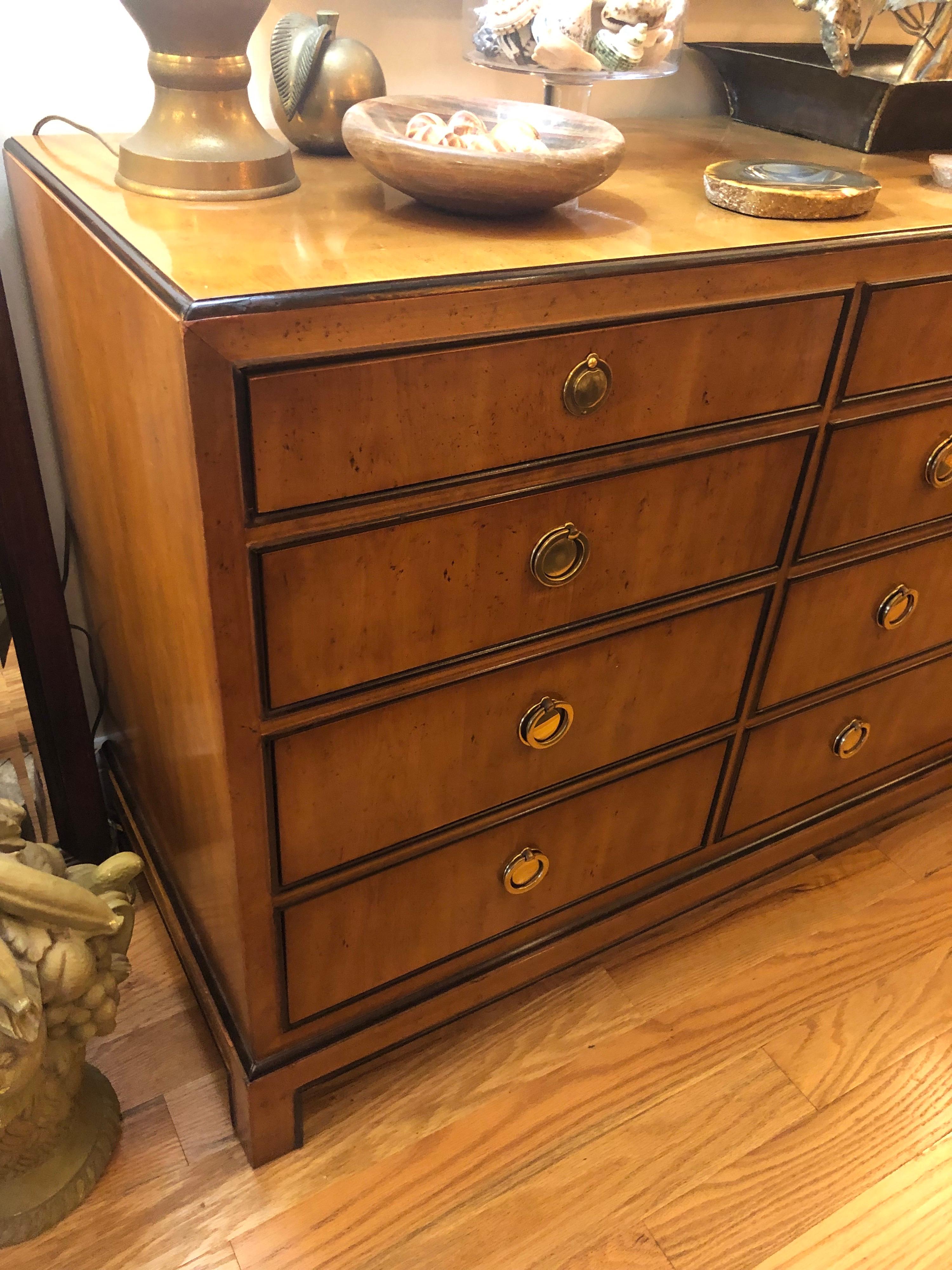 Late 20th Century Mid Century Burlwood Drexel Heritage Dresser