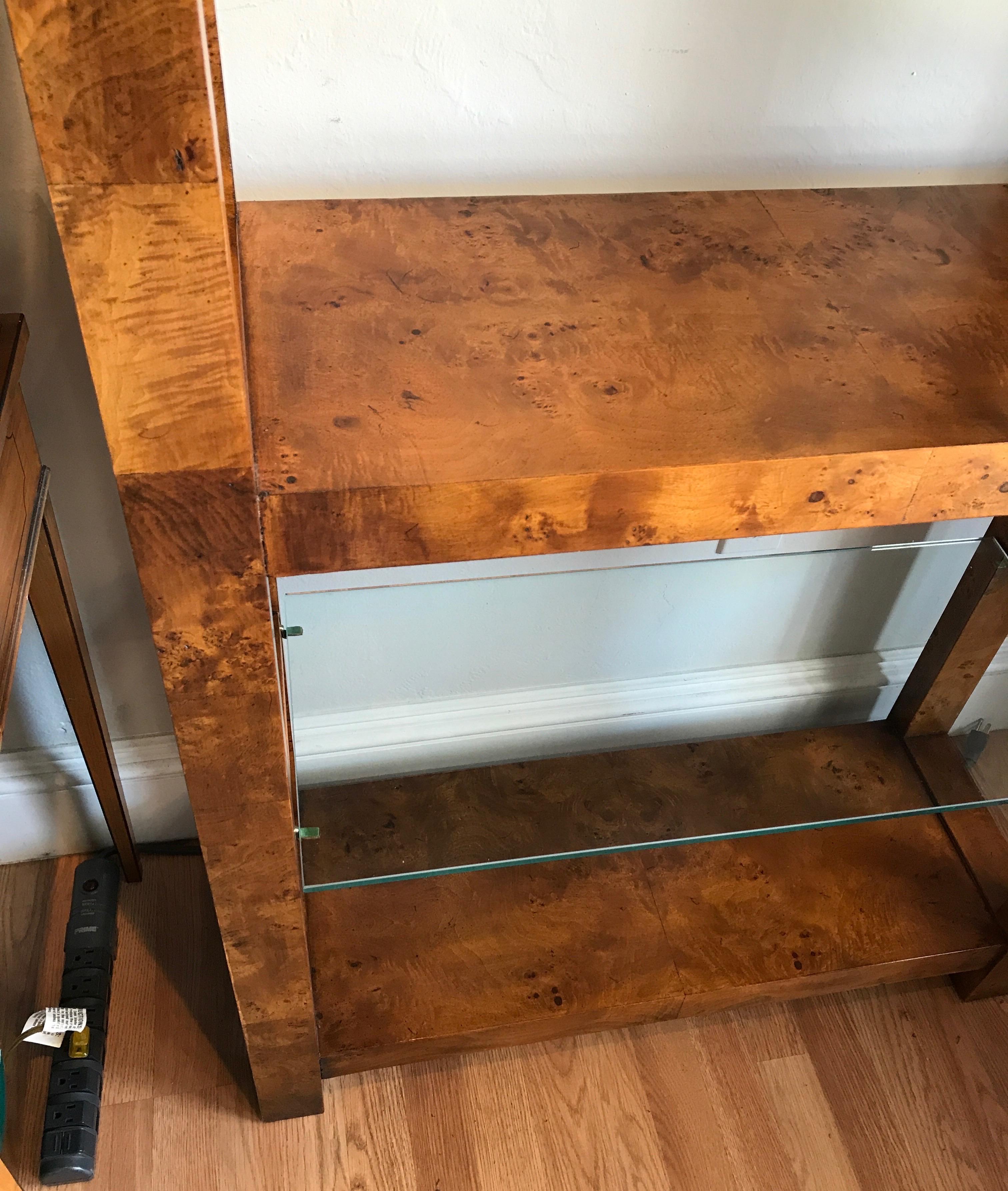 Midcentury Burlwood Etagere In Good Condition In West Palm Beach, FL