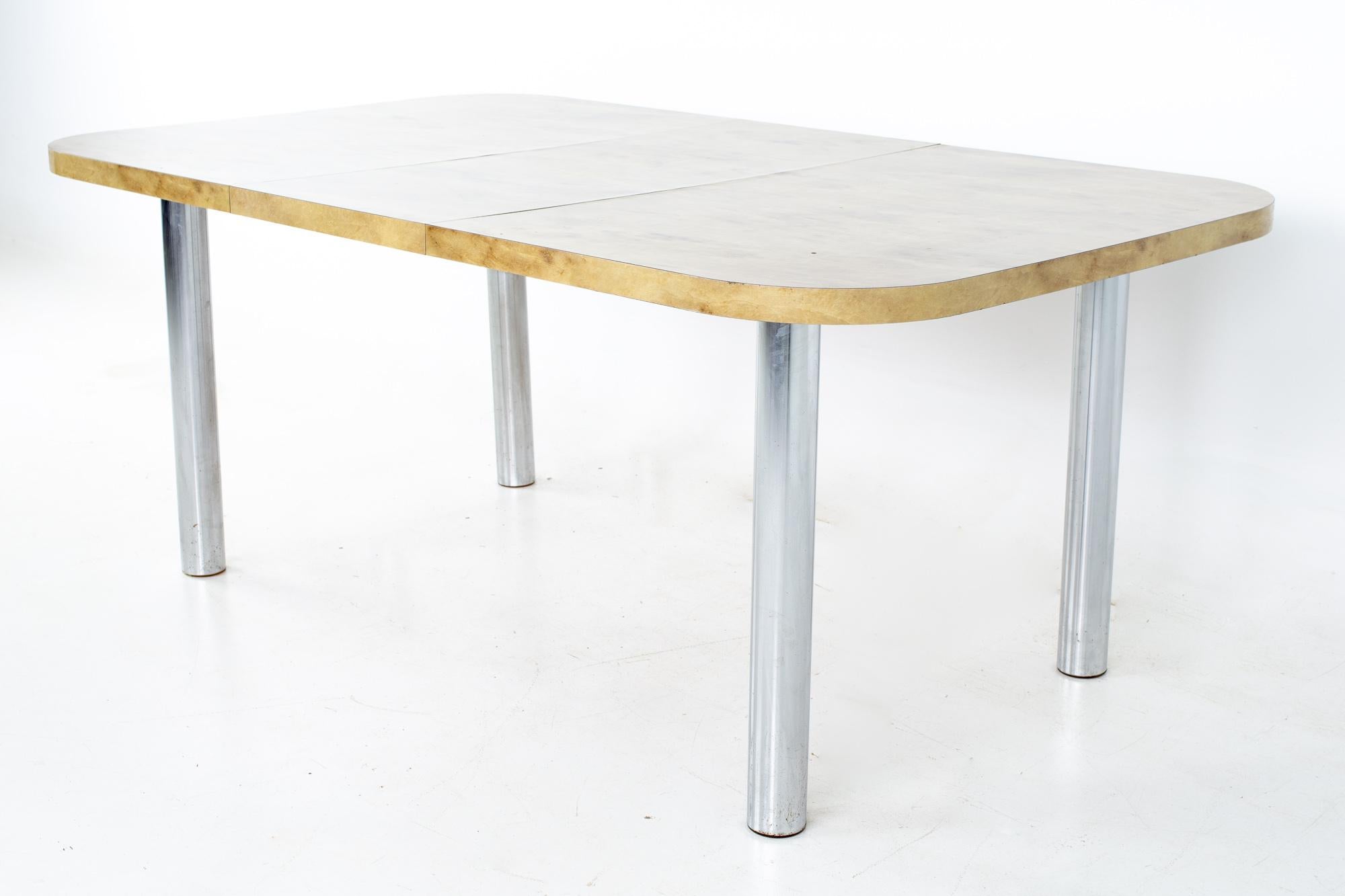Late 20th Century Mid Century Burlwood Formica Dining Table with Chrome Legs For Sale