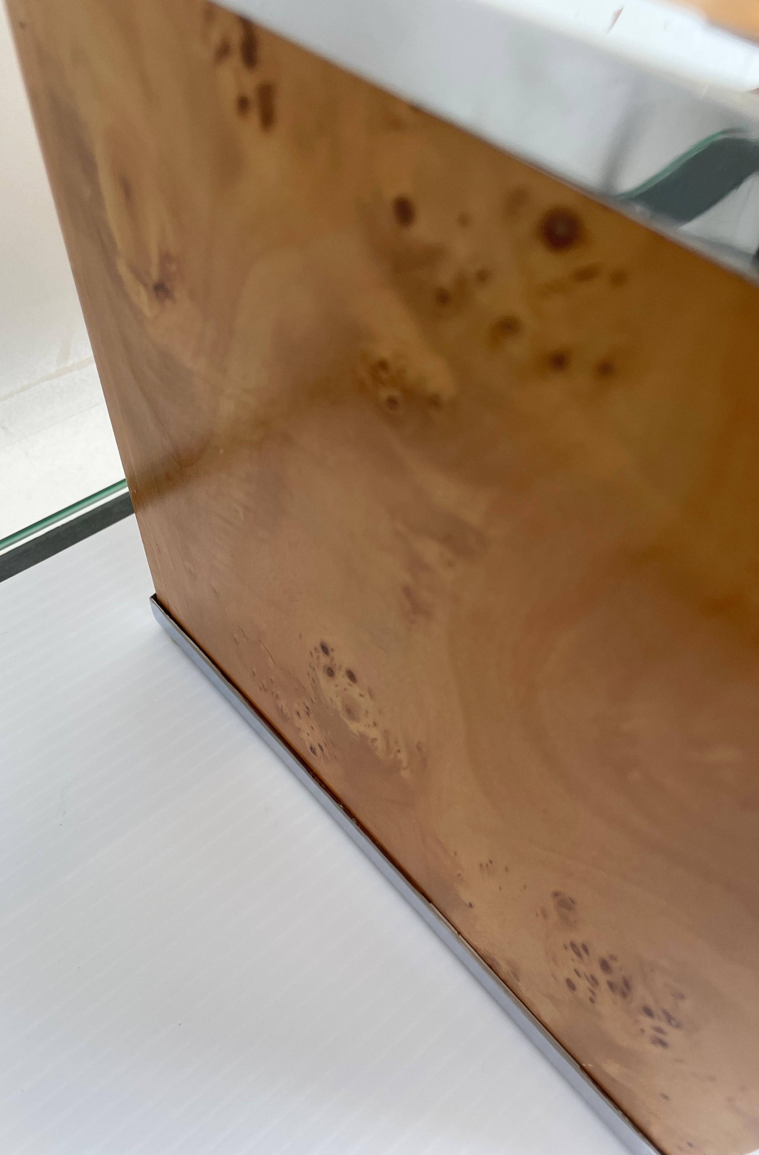 Cubitera Mid Century Burlwood Madera de burl en venta