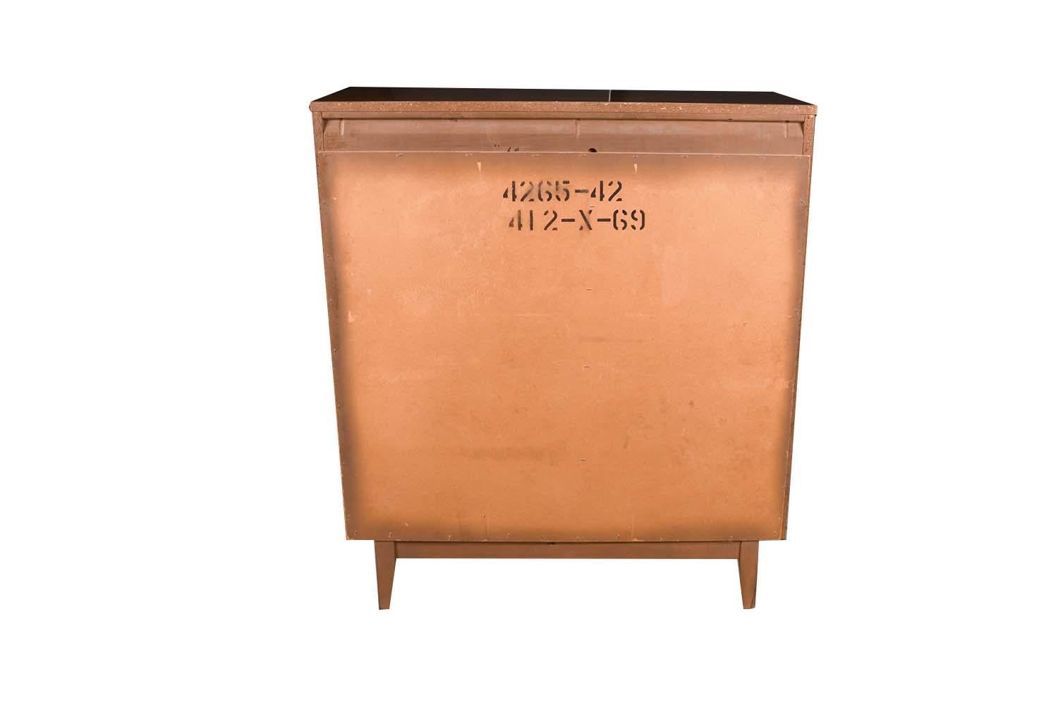 Mid-Century Burlwood Tallboy Dresser Lenoir Furniture  In Good Condition For Sale In Baltimore, MD