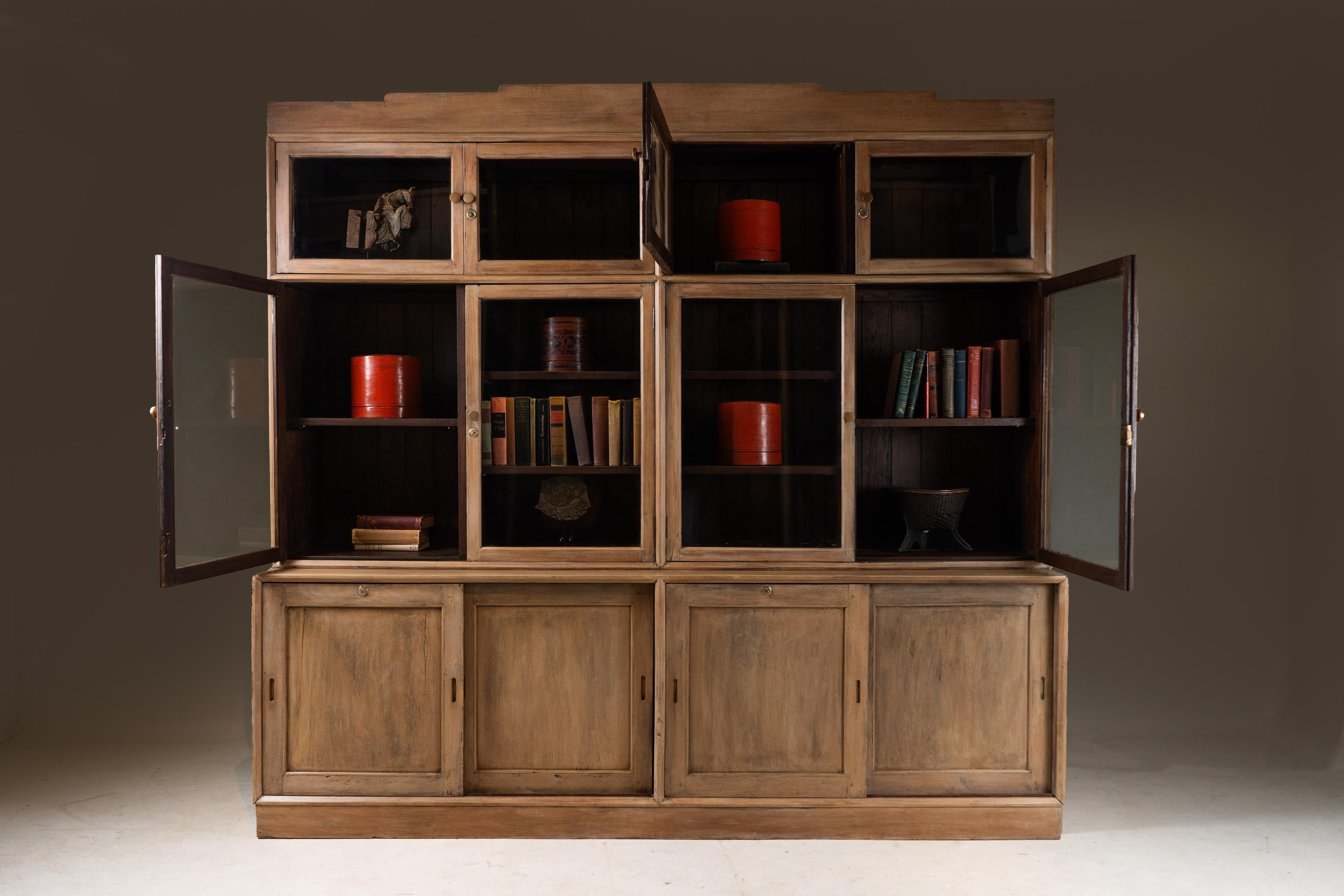 20th Century Mid-Century Burmese Colonial Teak Bookcase