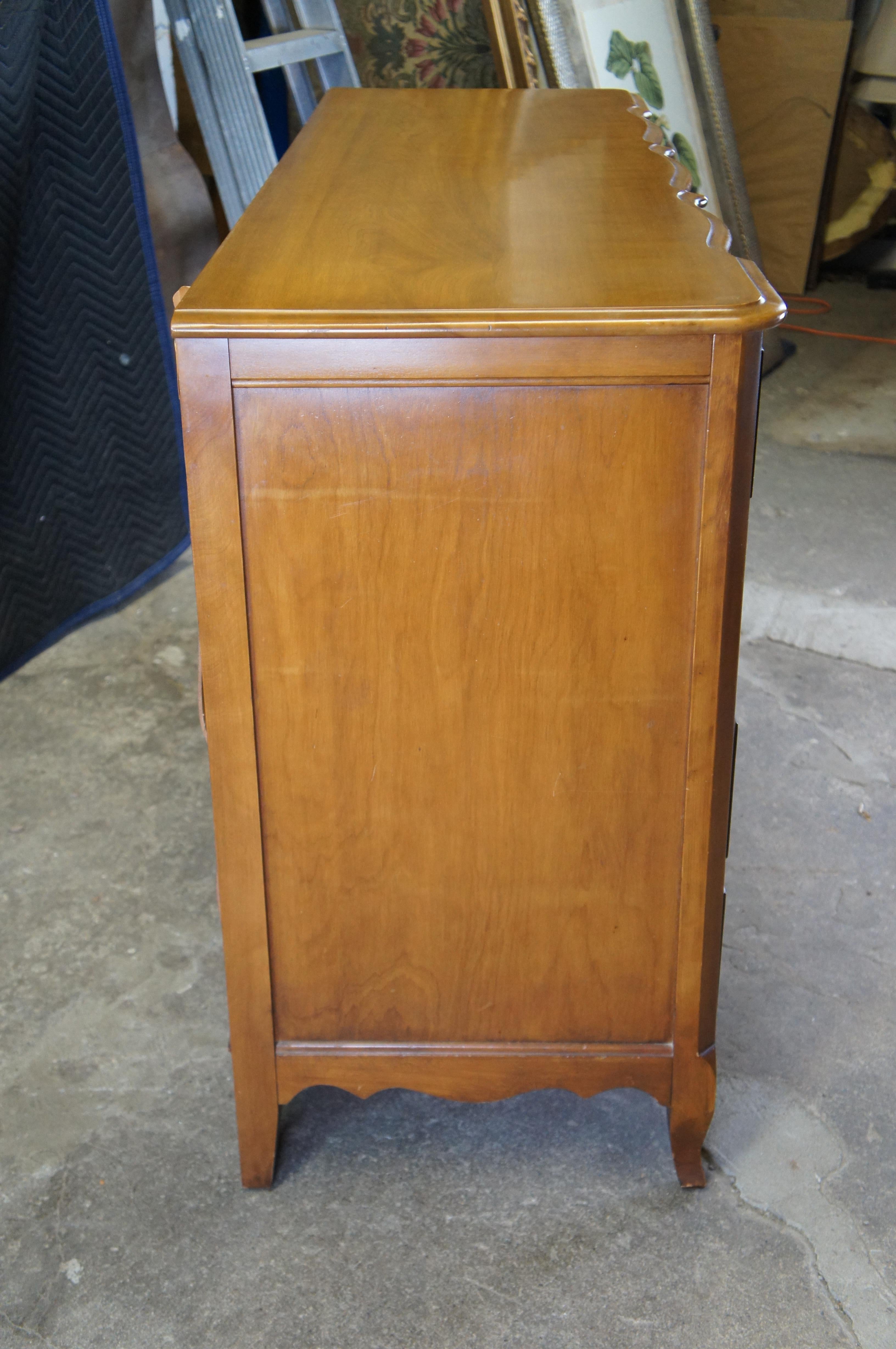 Mid Century Burns Case Goods French Provincial Walnut Double Dresser Chest 6
