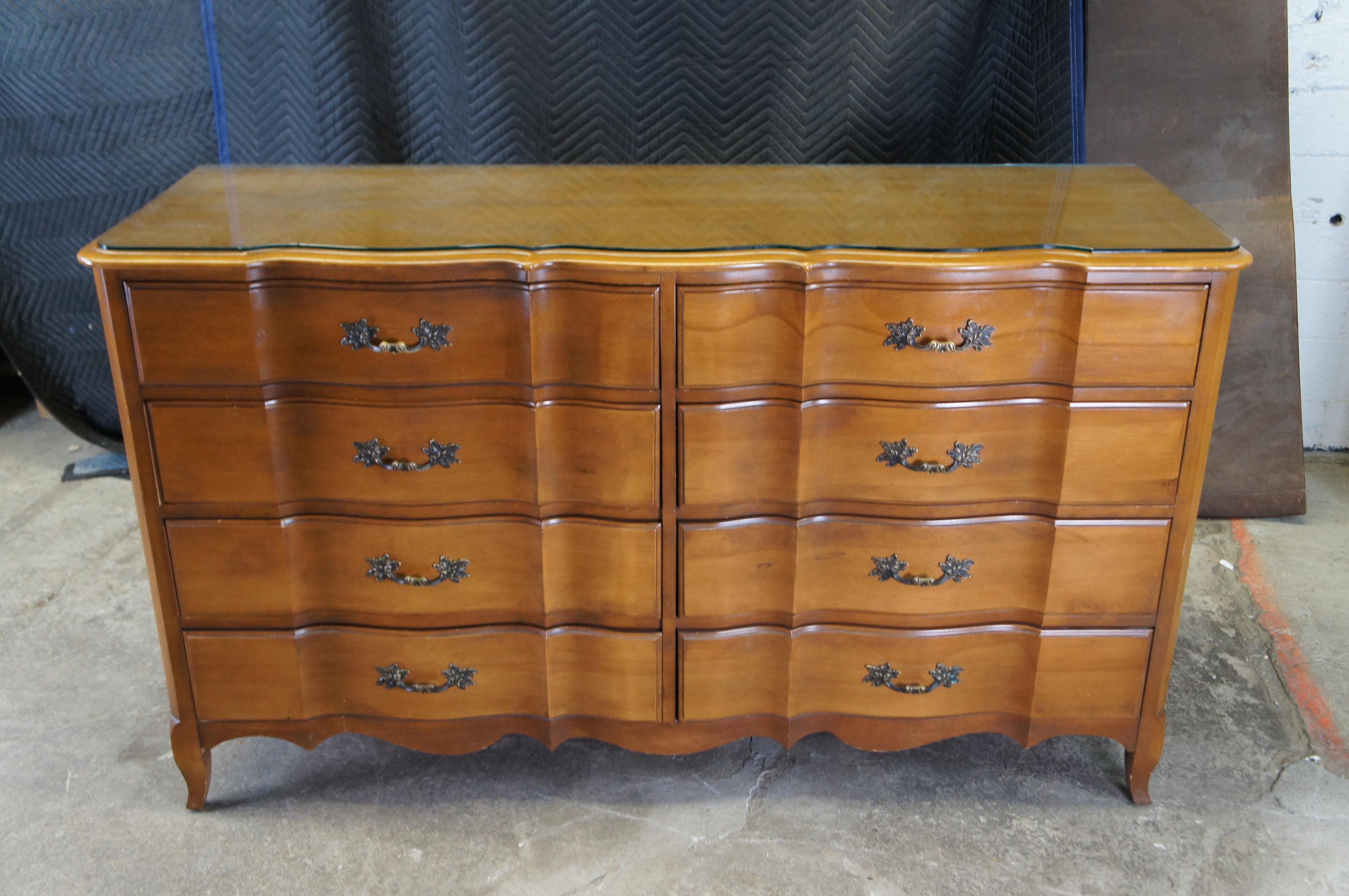 Mid Century Burns Case Goods French Provincial Walnut Double Dresser Chest 7