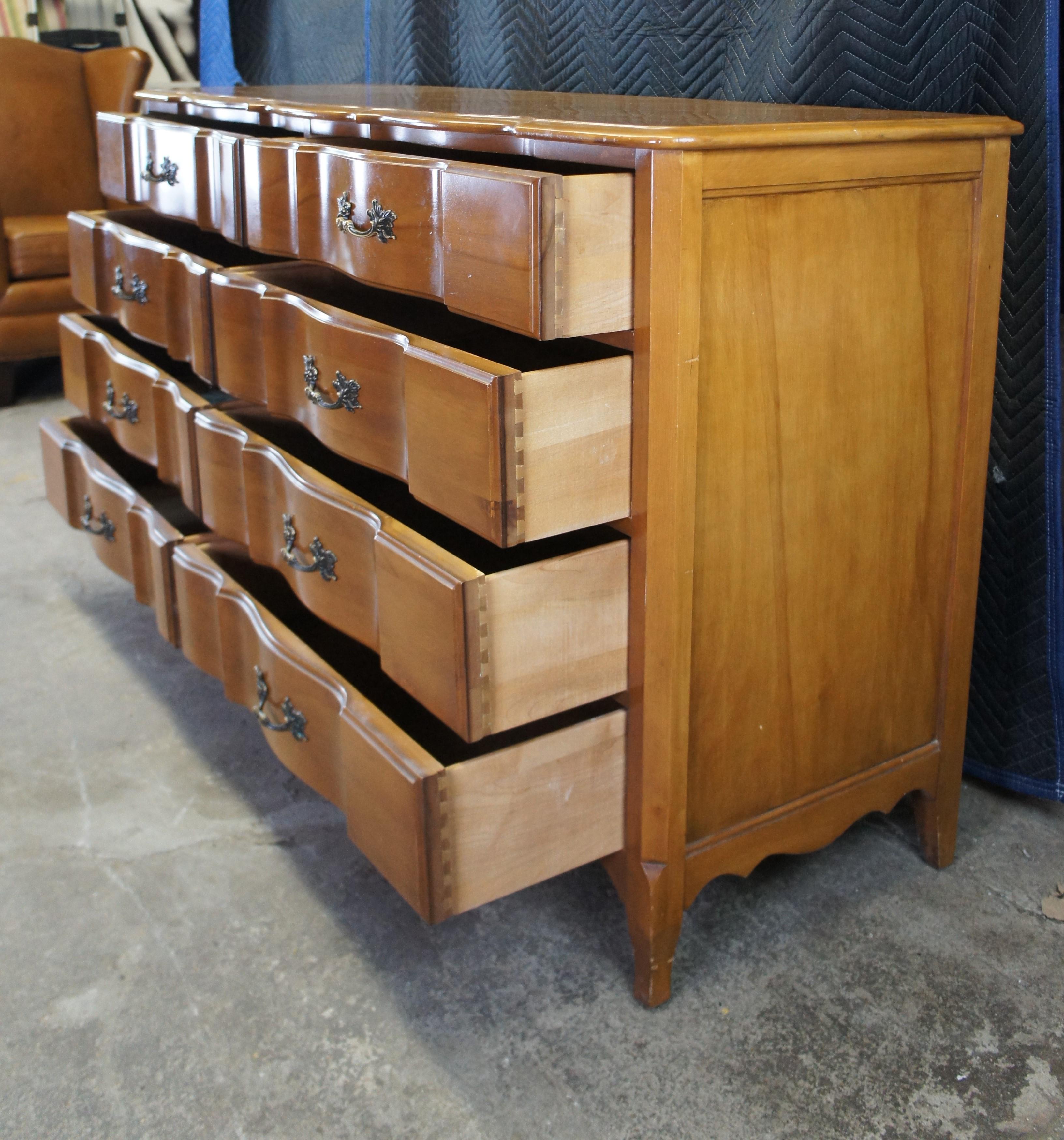 Mid Century Burns Case Goods French Provincial Walnut Double Dresser Chest 1