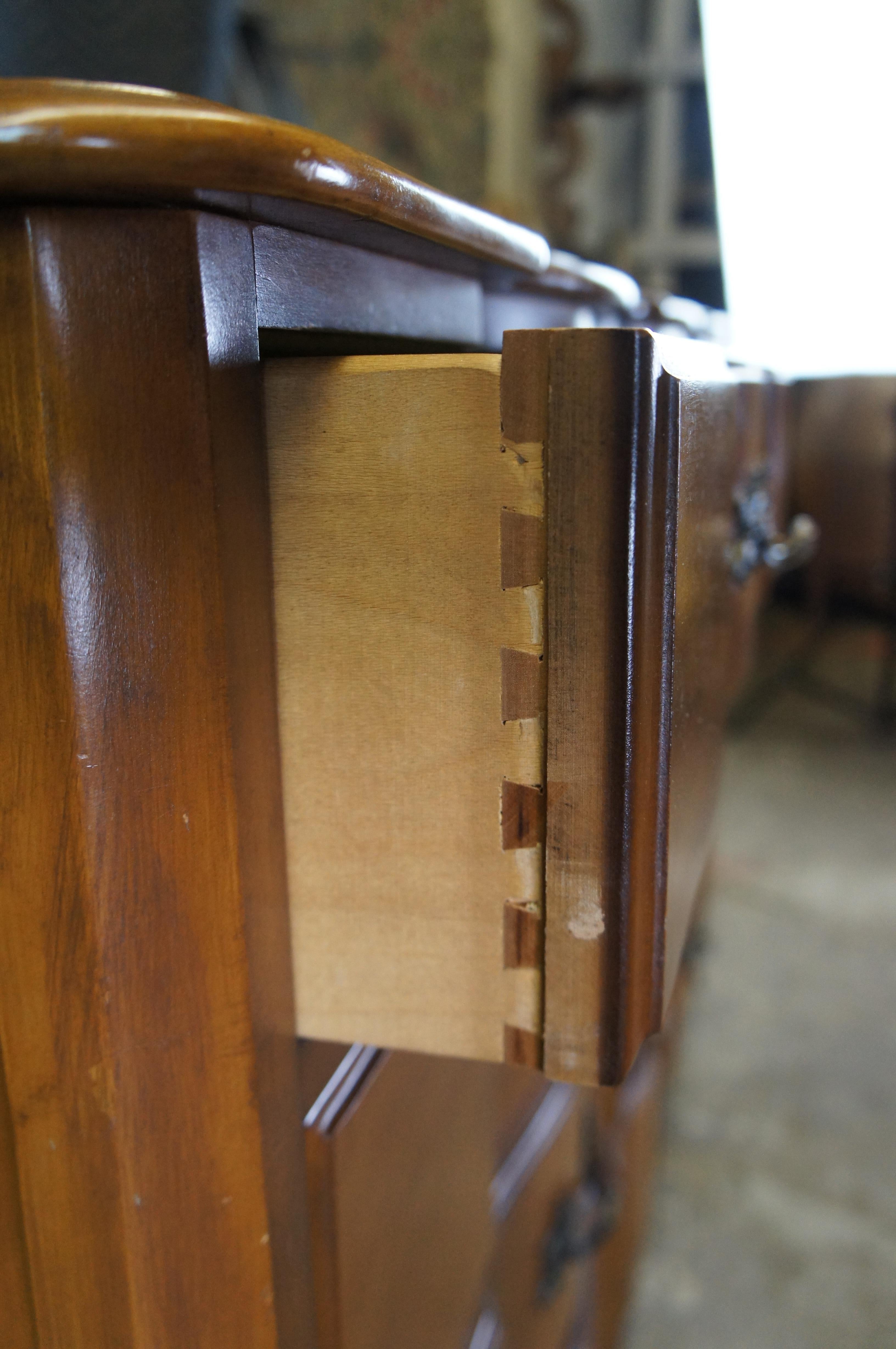 Mid Century Burns Case Goods French Provincial Walnut Double Dresser Chest 2