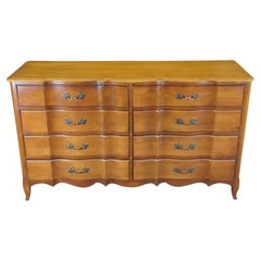 Mid Century Burns Case Goods French Provincial Walnut Double Dresser Chest
