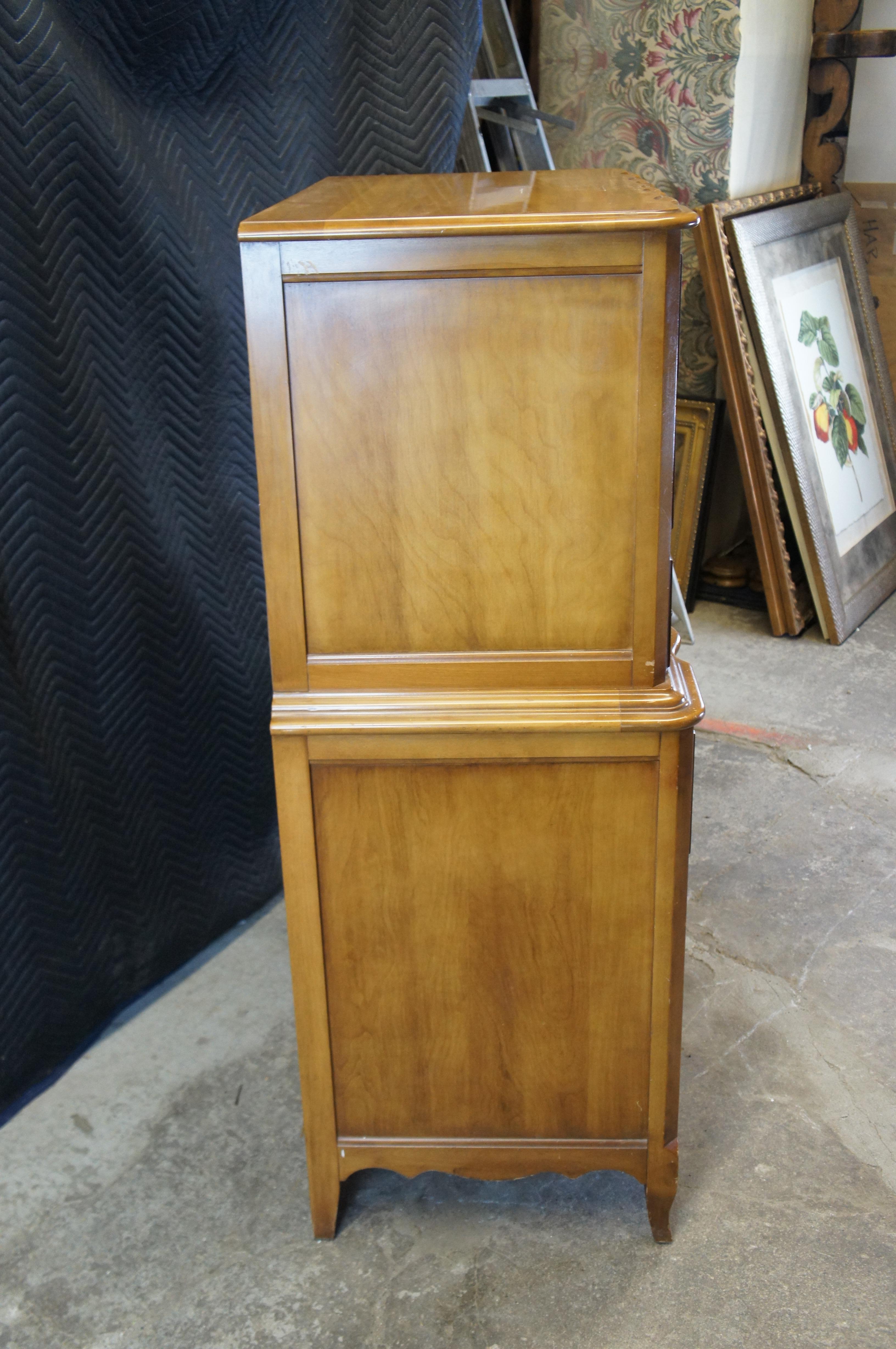 Mid Century Burns Case Goods French Provincial Walnut Tallboy Chest Dresser 8