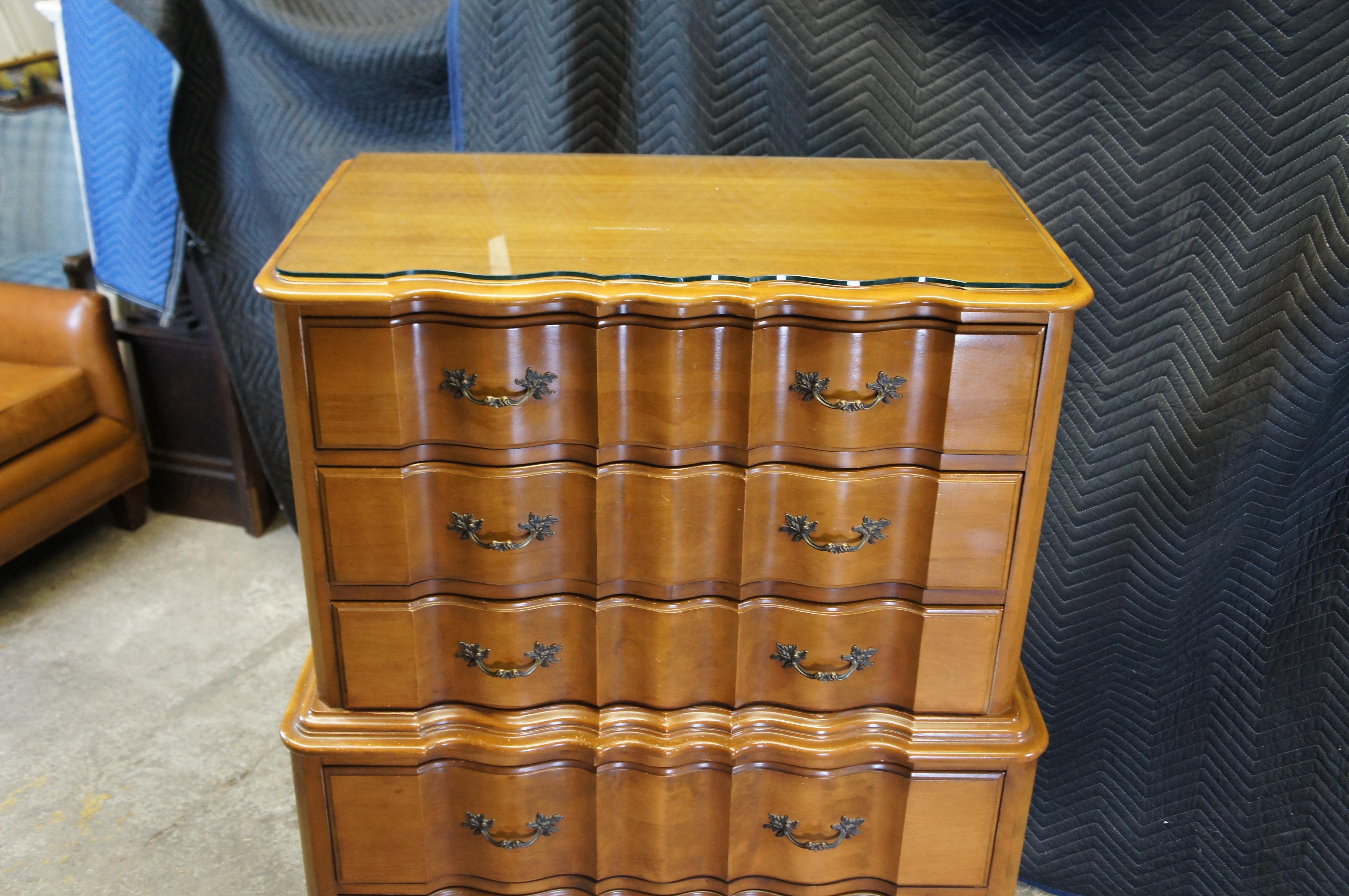 Mid Century Burns Case Goods French Provincial Walnut Tallboy Chest Dresser 9