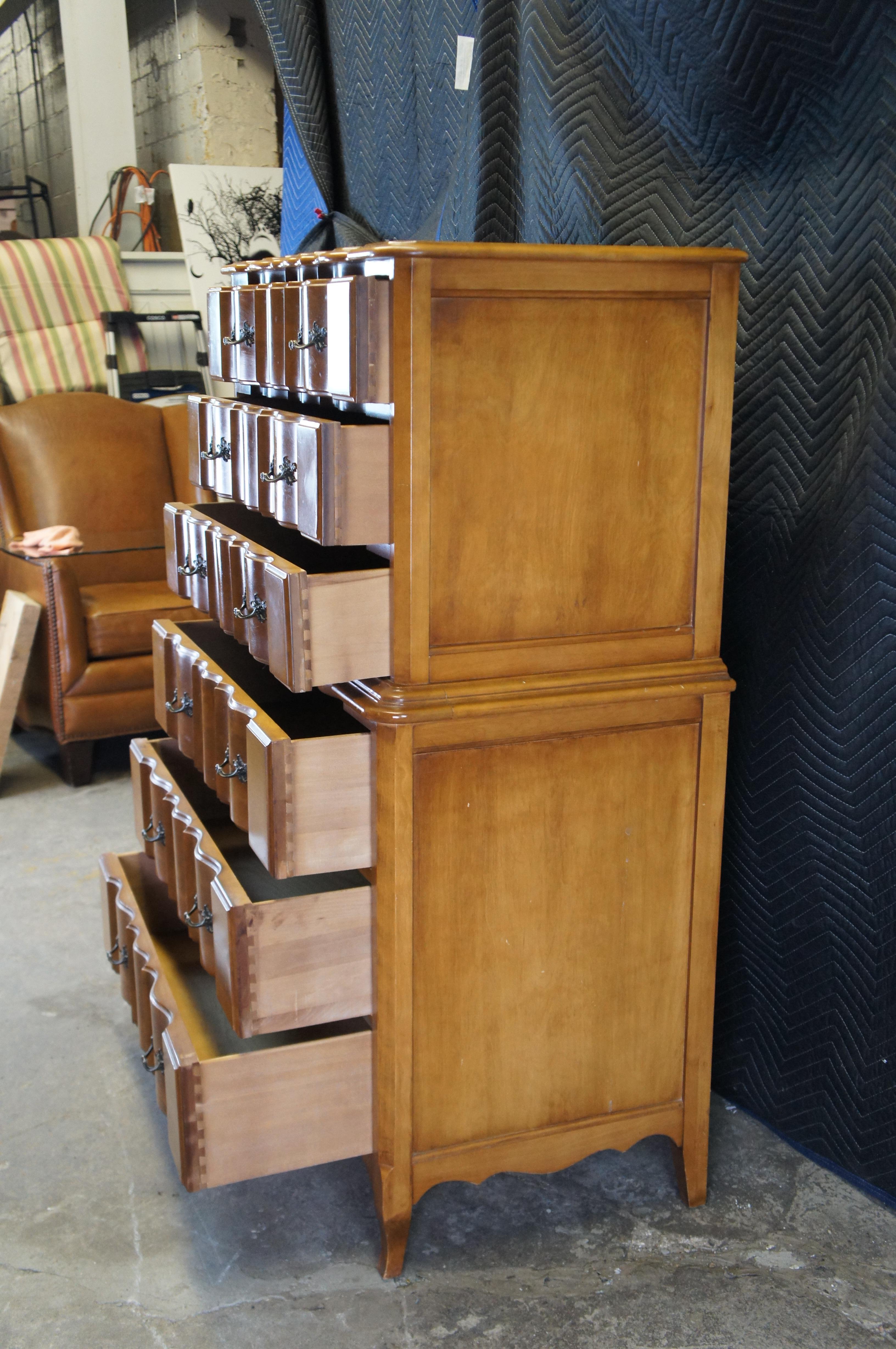 Mid Century Burns Case Goods French Provincial Walnut Tallboy Chest Dresser 1