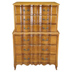 Mid Century Burns Case Goods French Provincial Walnut Tallboy Chest Dresser