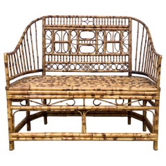 Mid-Century Burnt Bamboo English Brighton Pavilion Style Settee