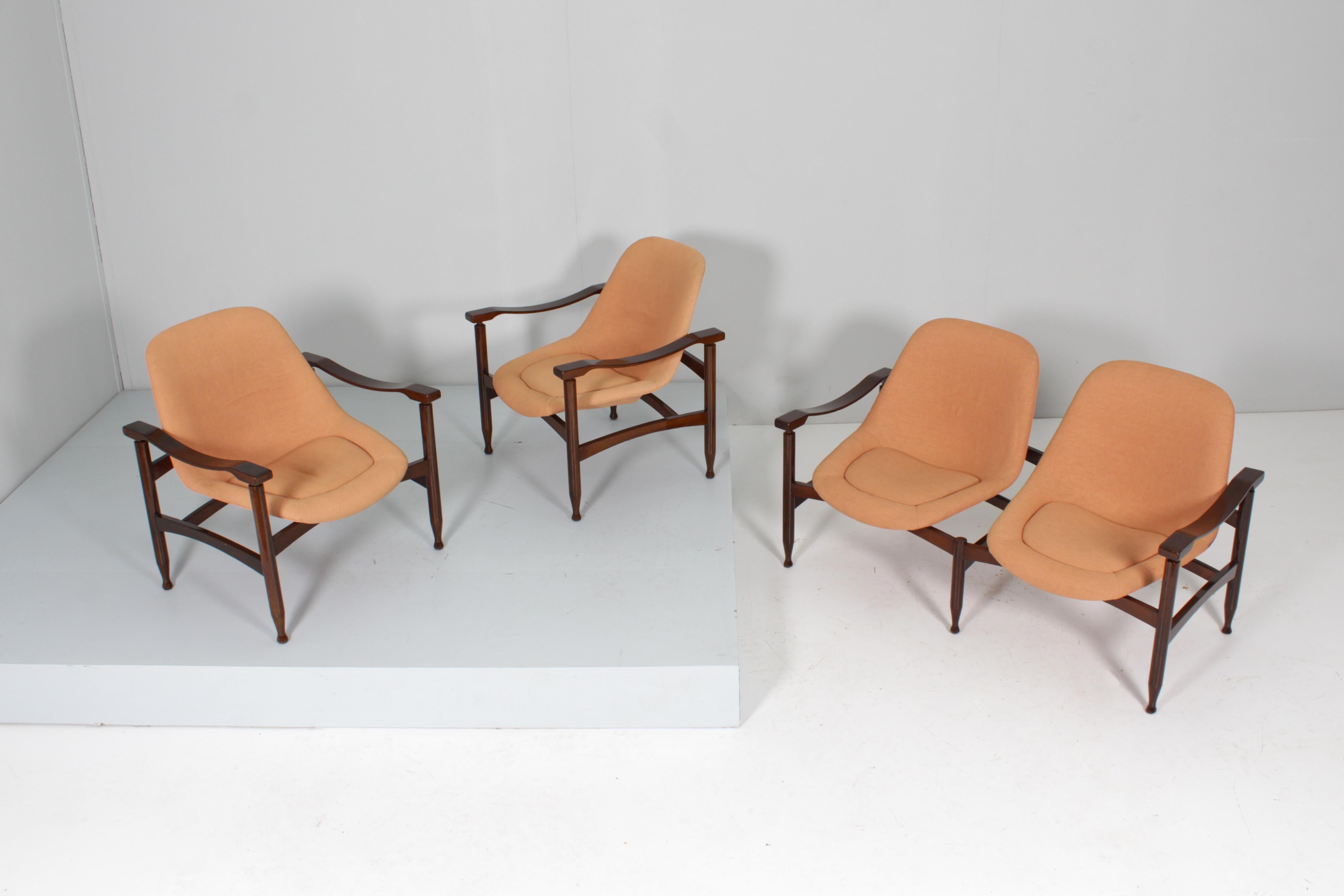 Italian Mid-Century Busnelli Export Set of 2 Armchair + Two Seat Sofa Italy 50s