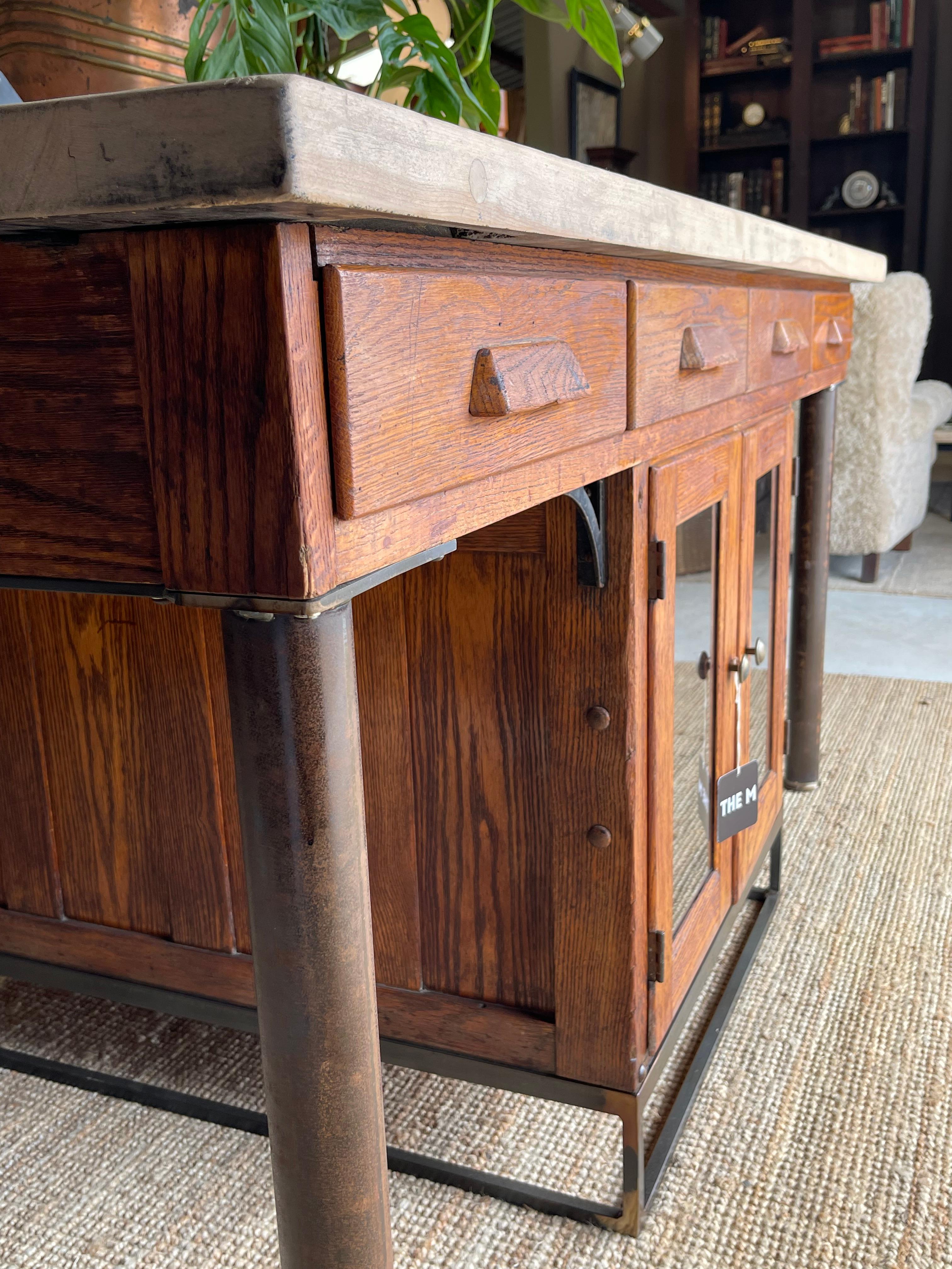Mid Century Butcher Block Lab Table Kitchen Island / Work Table For Sale 8