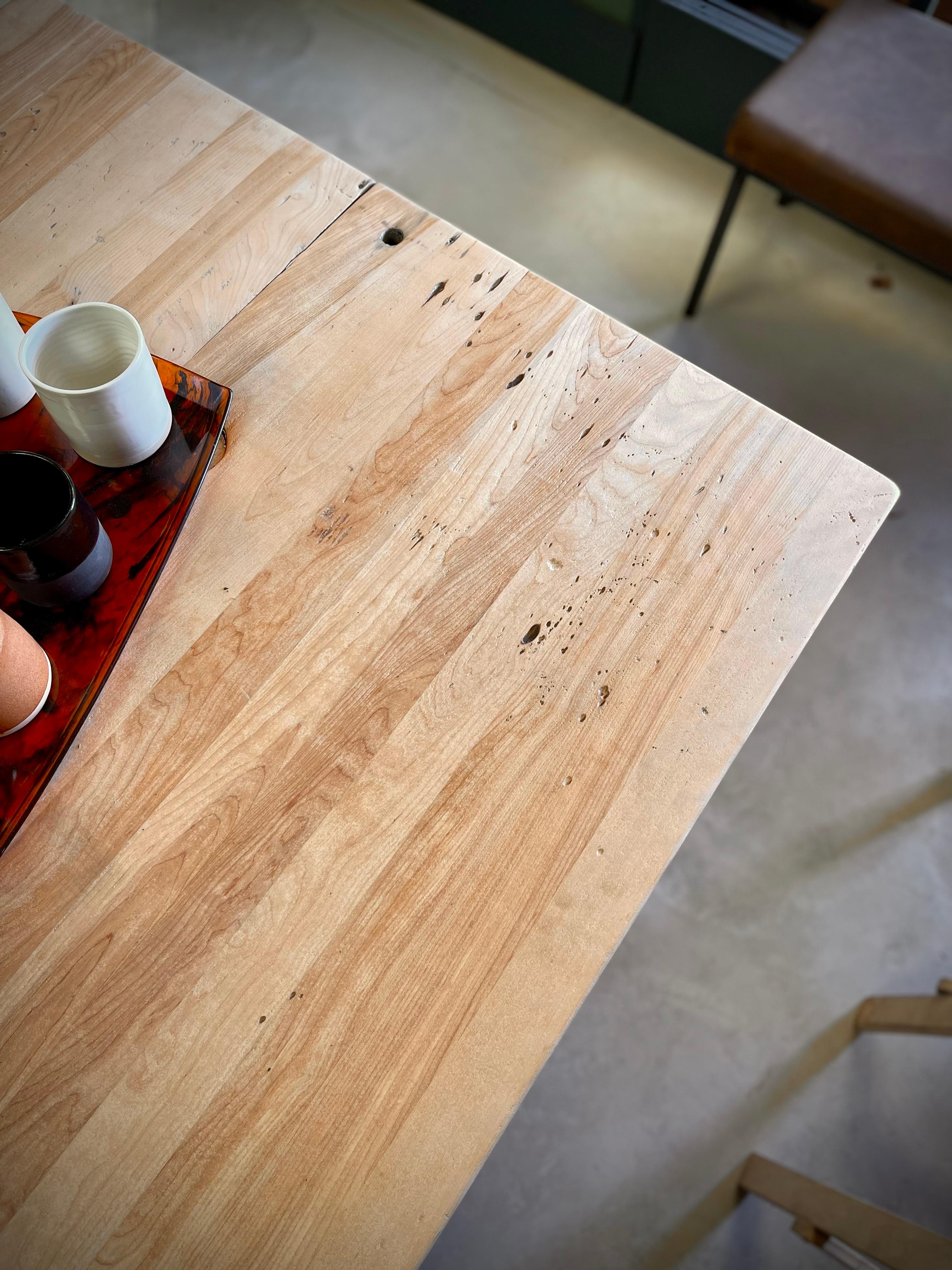 Steel Mid Century Butcher Block Lab Table Kitchen Island / Work Table For Sale