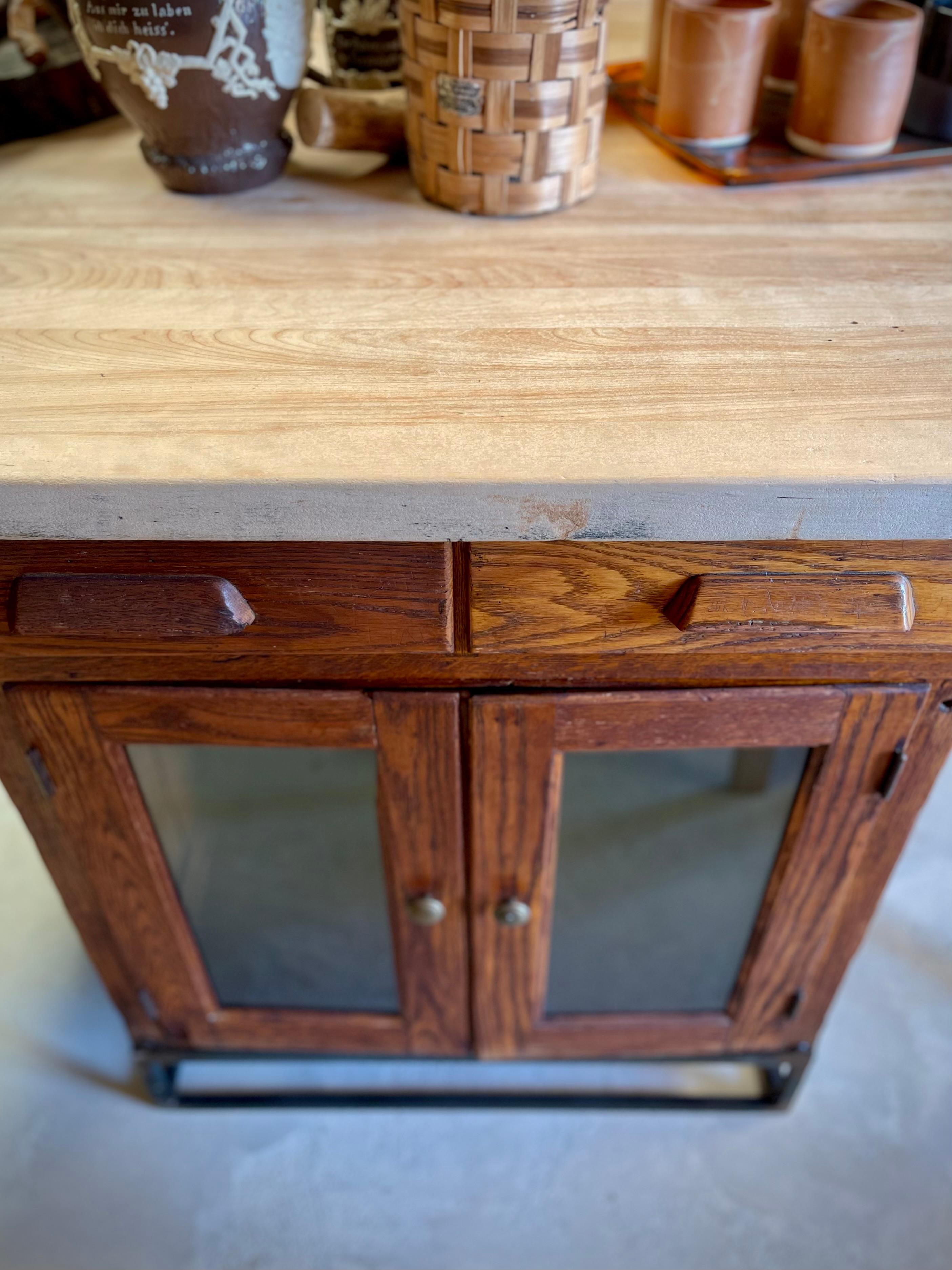 Mid Century Butcher Block Lab Table Kitchen Island / Work Table For Sale 1