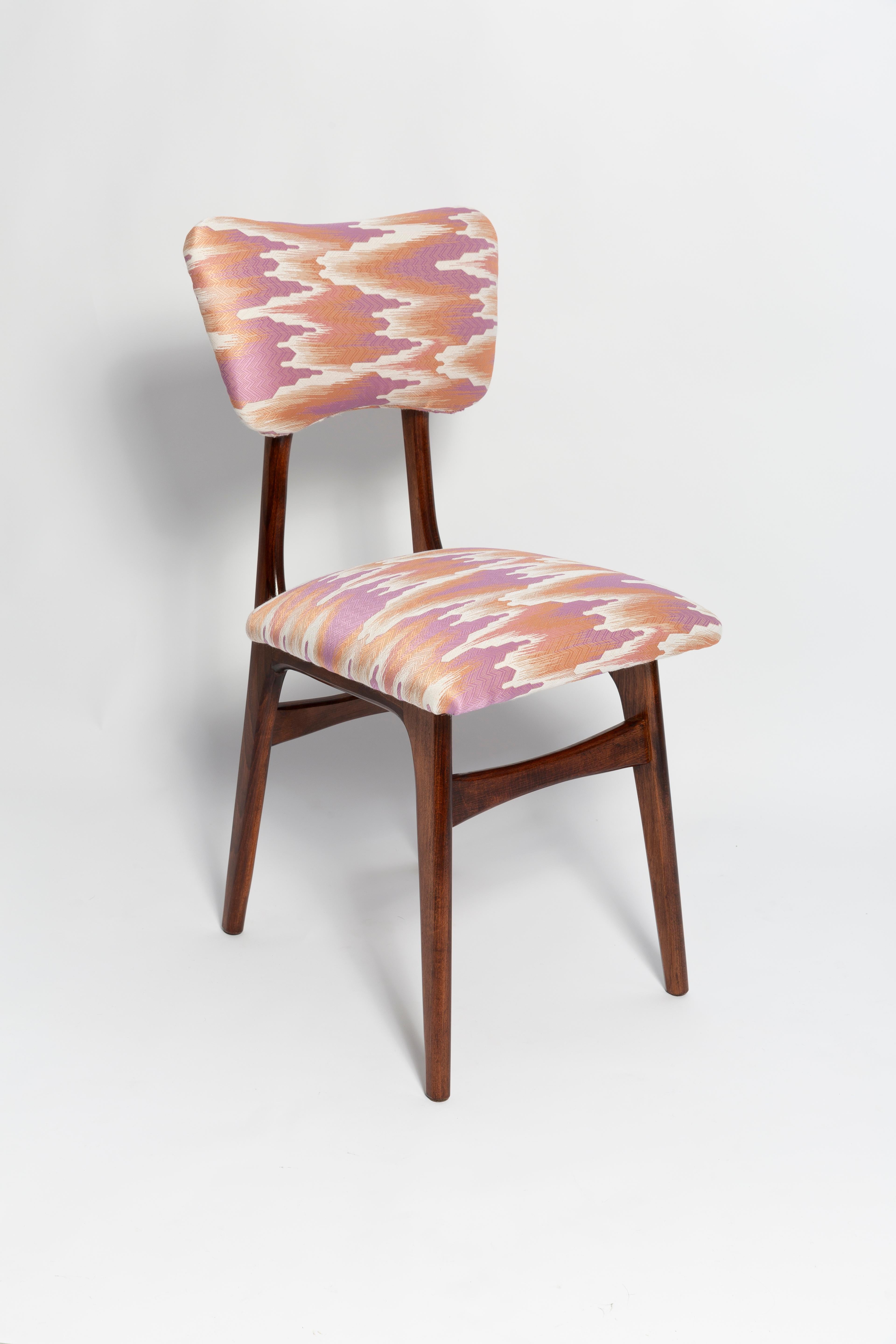 Hand-Crafted Mid Century Butterfly Chair and Stool Fandango Jacquard, Dark Wood, Europe 1960s For Sale